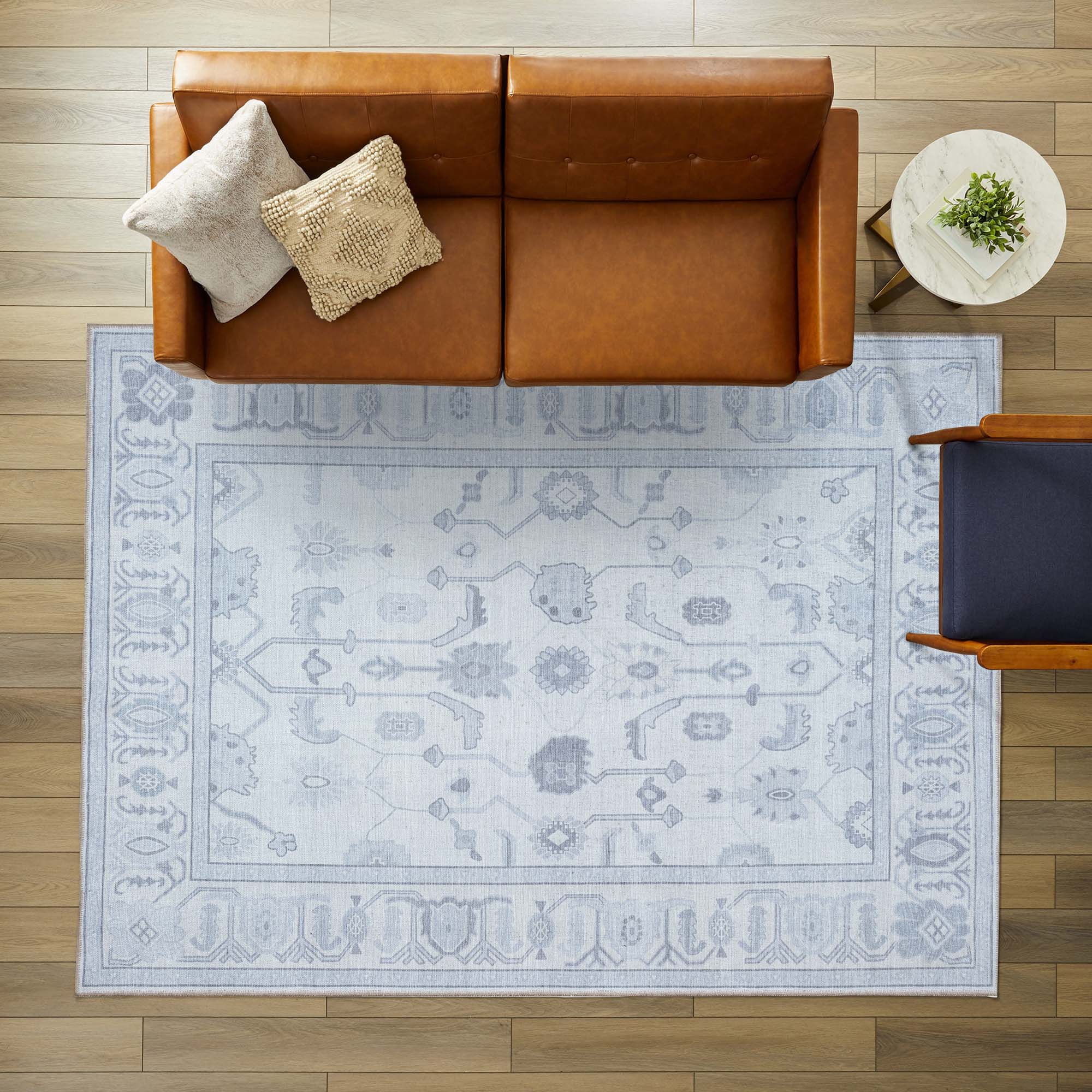 Inas Neutral Gray White Oushak Rug