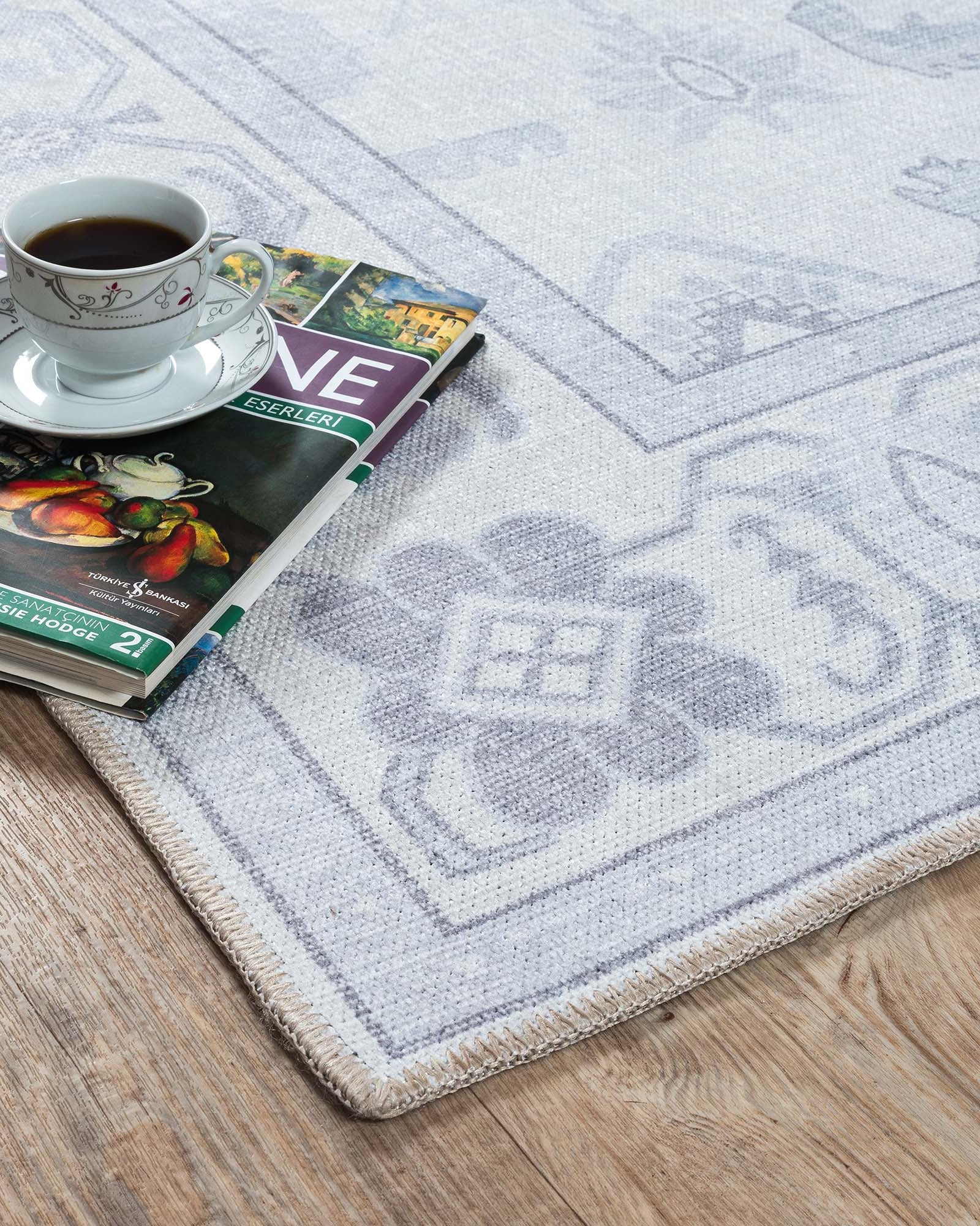 Inas Neutral Gray White Oushak Rug