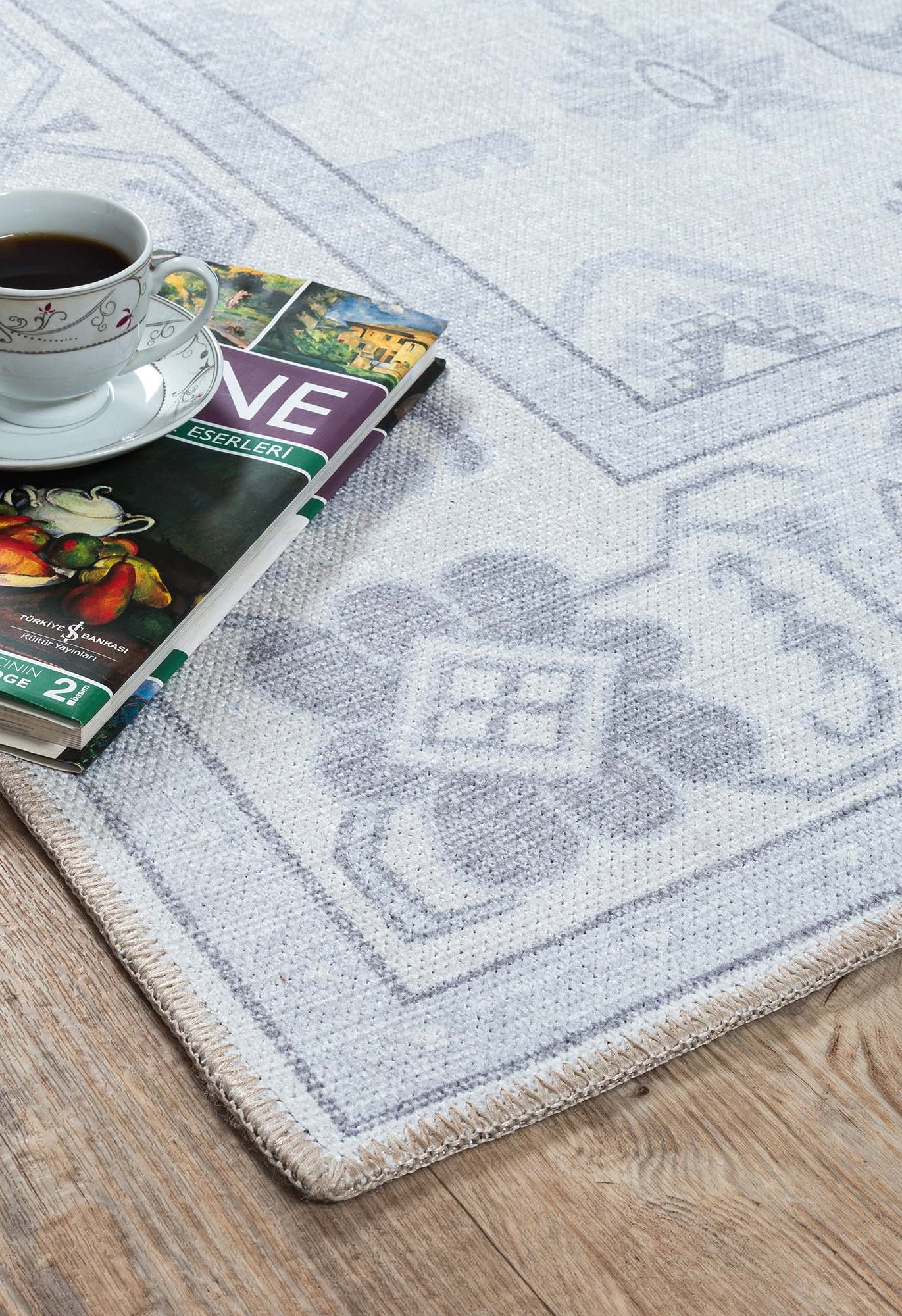 Inas Neutral Gray White Oushak Rug