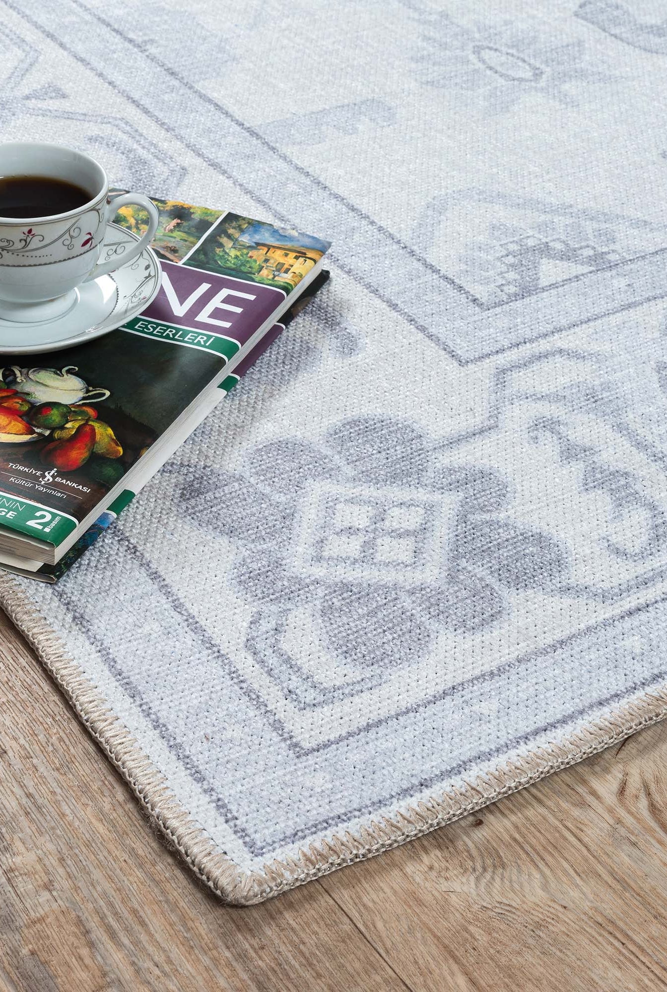 Inas Neutral Gray White Oushak Rug