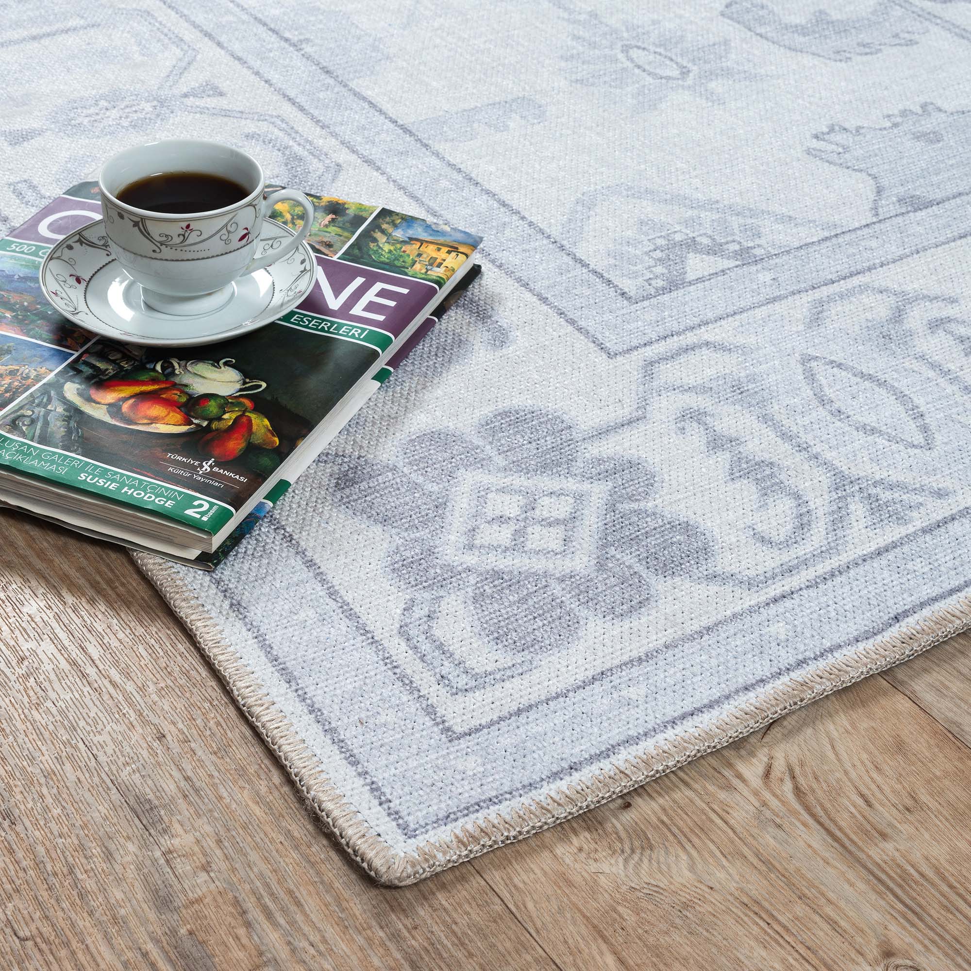 Inas Neutral Gray White Oushak Rug