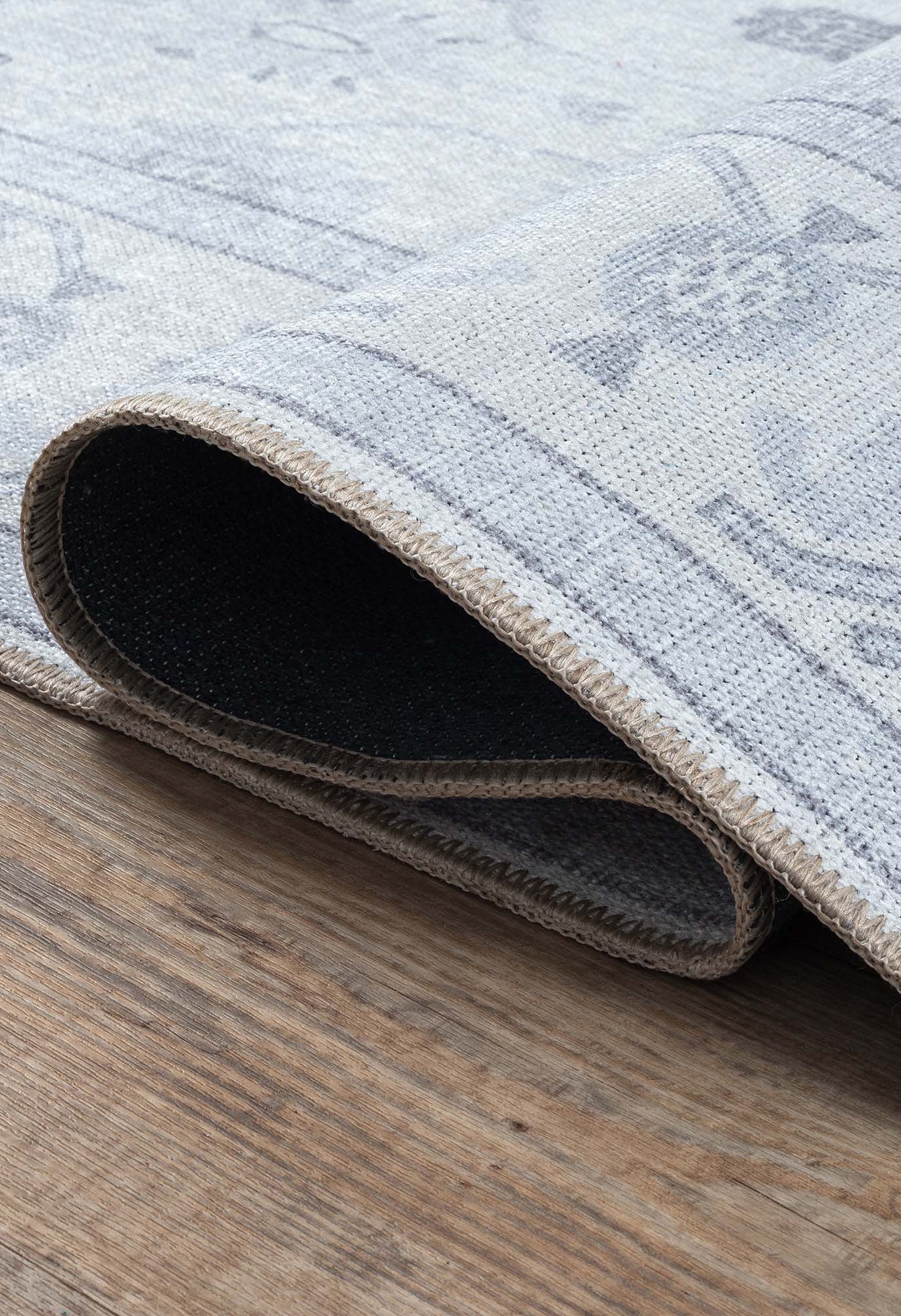 Inas Neutral Gray White Oushak Rug