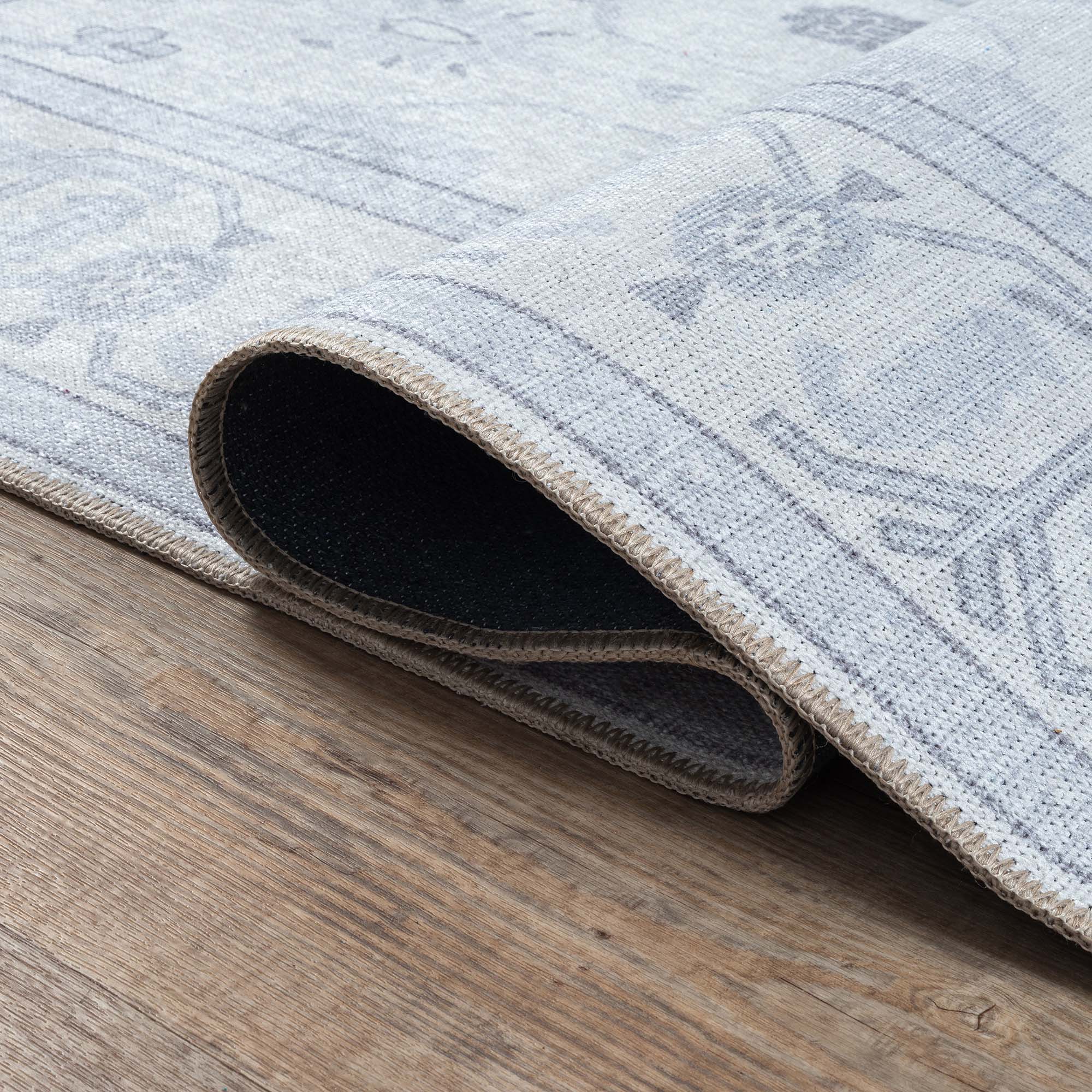 Inas Neutral Gray White Oushak Rug