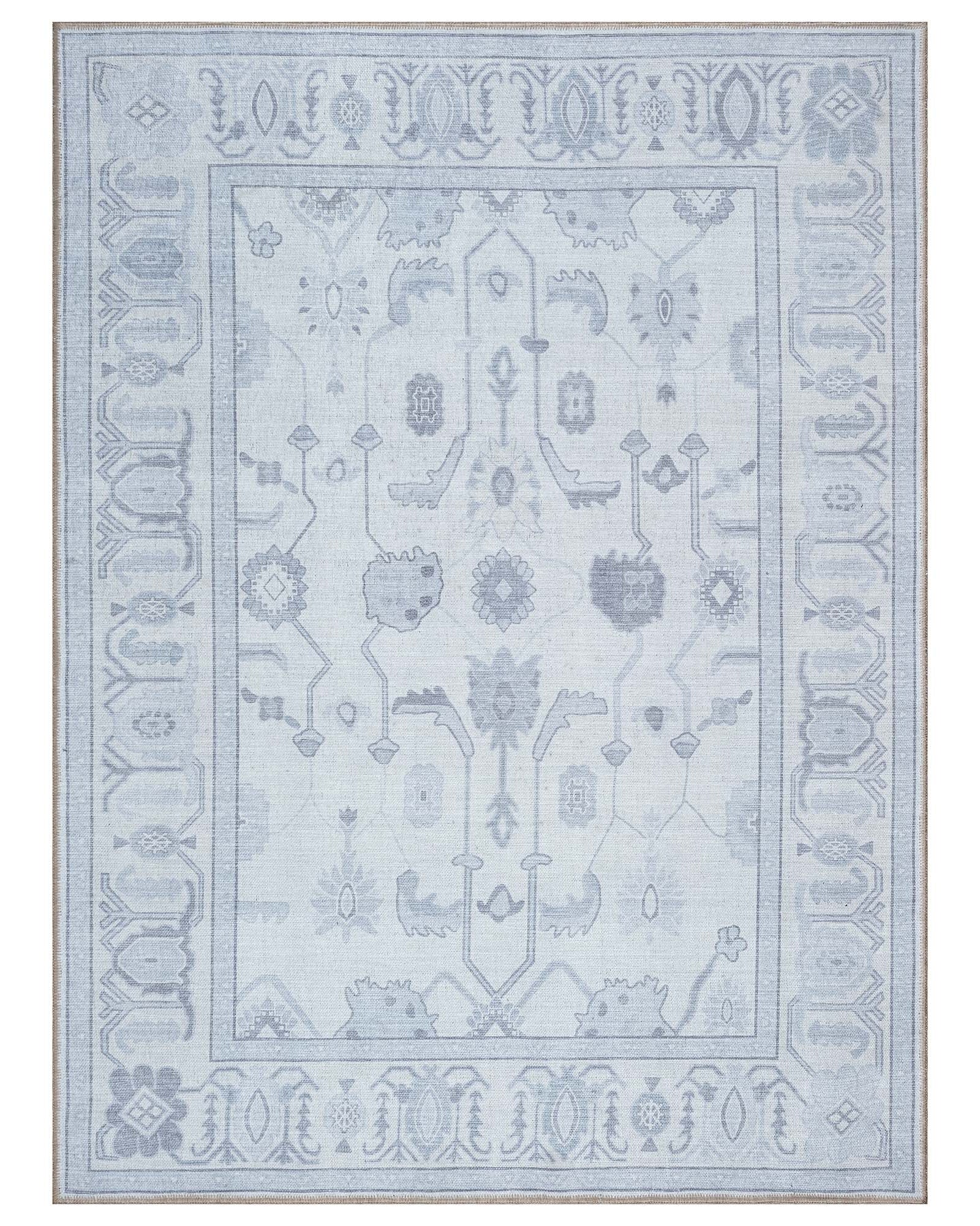 Inas Neutral Gray White Oushak Rug
