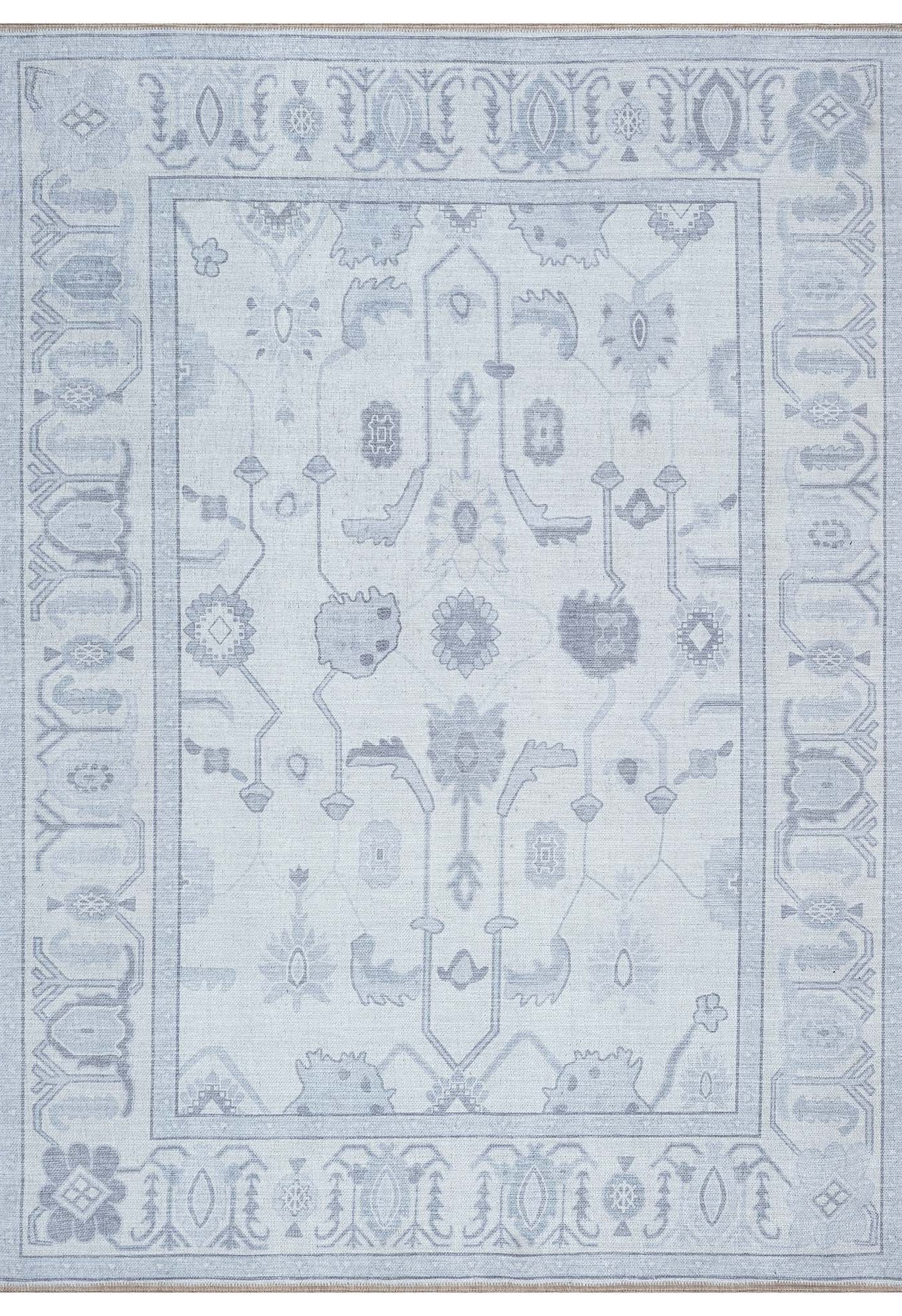 Inas Neutral Gray White Oushak Rug