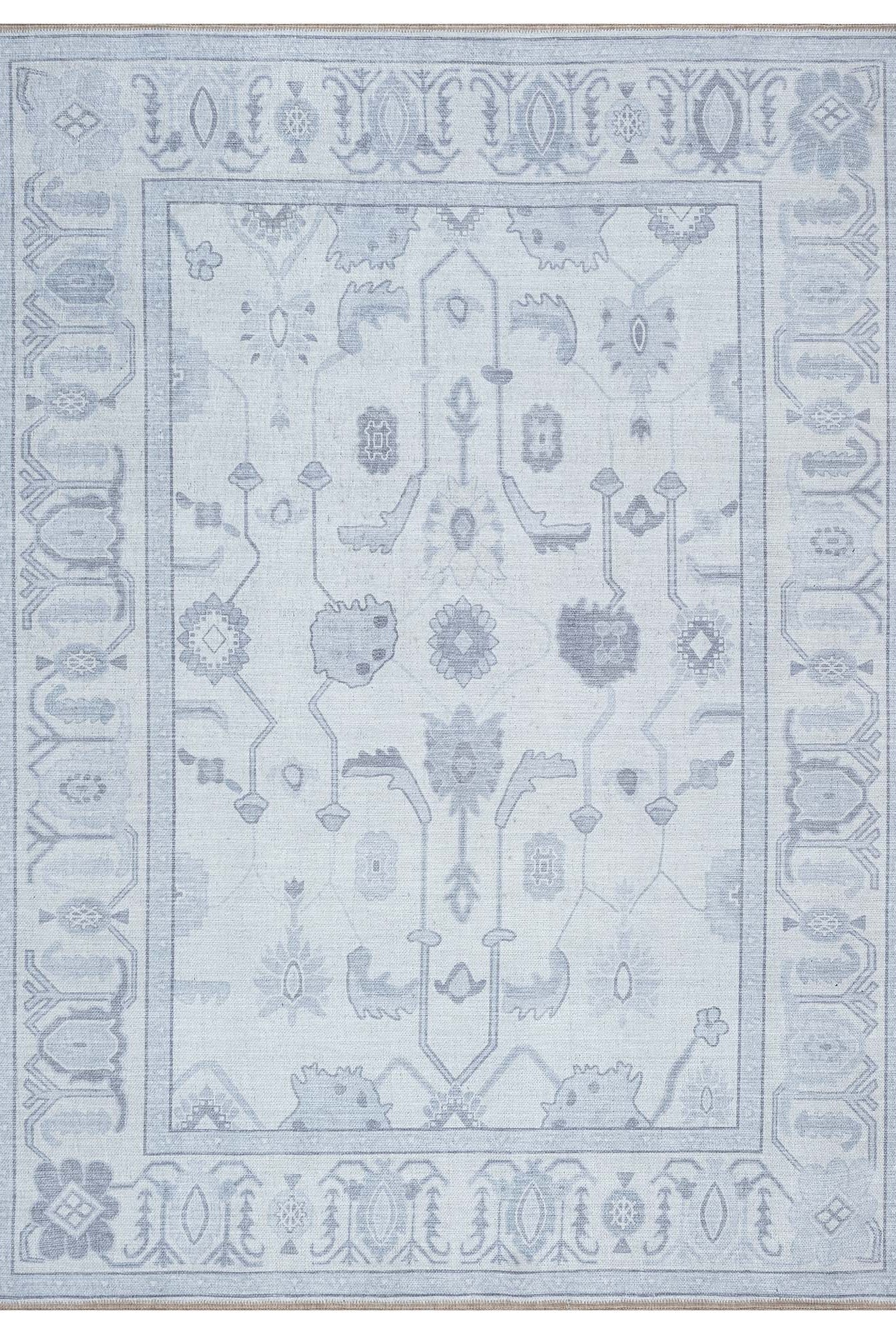 Inas Neutral Gray White Oushak Rug