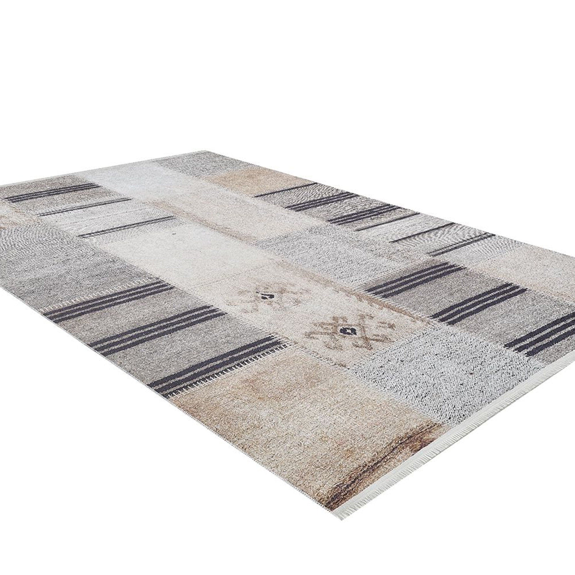 Ivan Turkish Ivory Beige and Black Rug