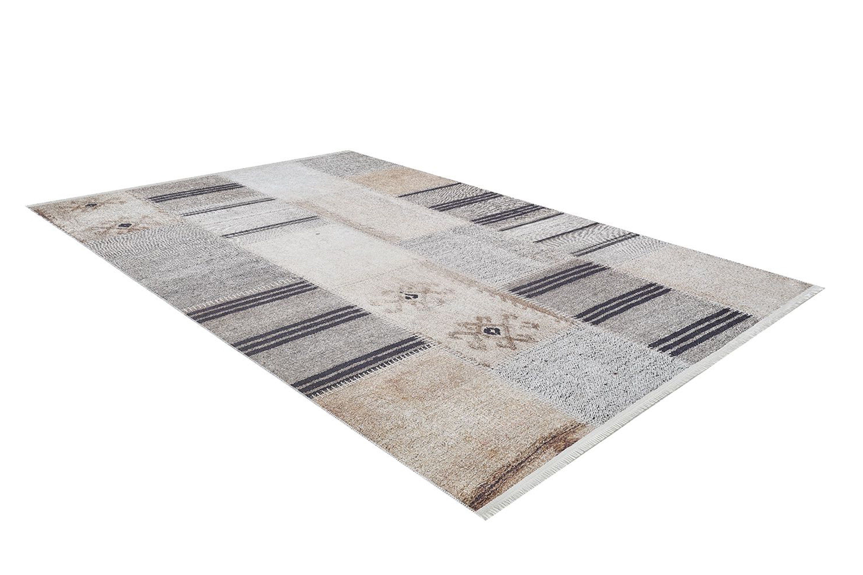 Ivan Turkish Ivory Beige and Black Rug