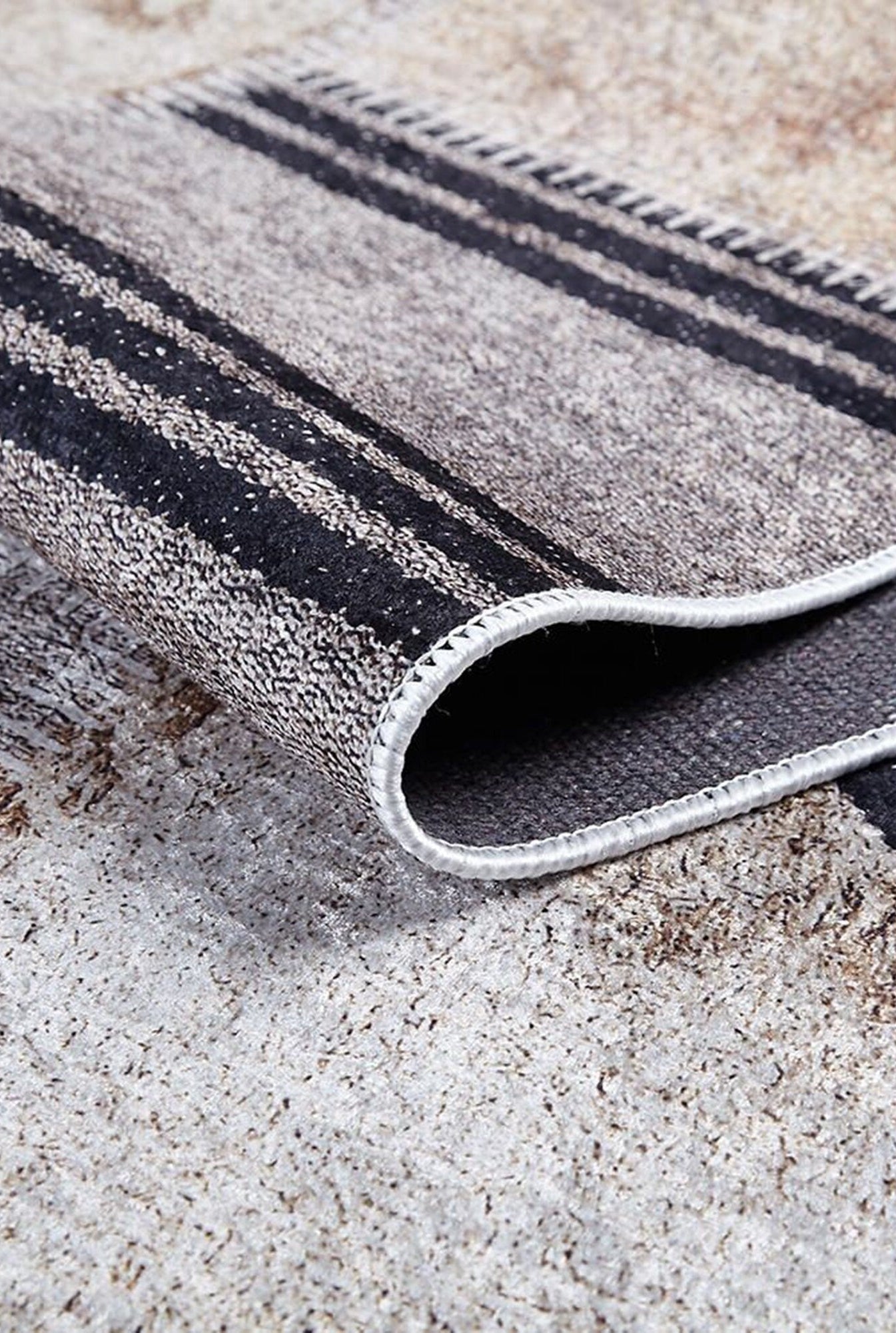 Ivan Turkish Ivory Beige and Black Rug