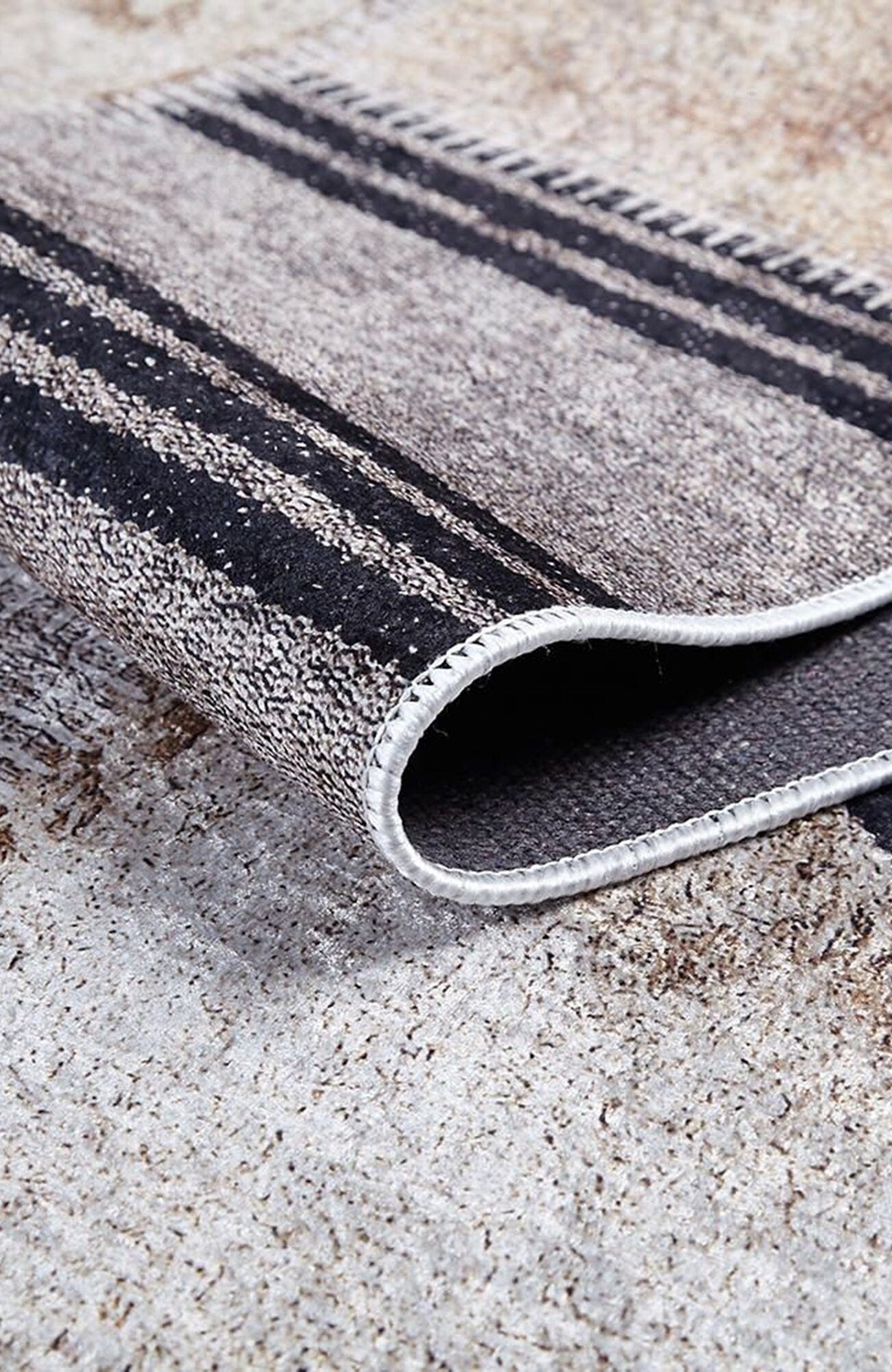 Ivan Turkish Ivory Beige and Black Rug