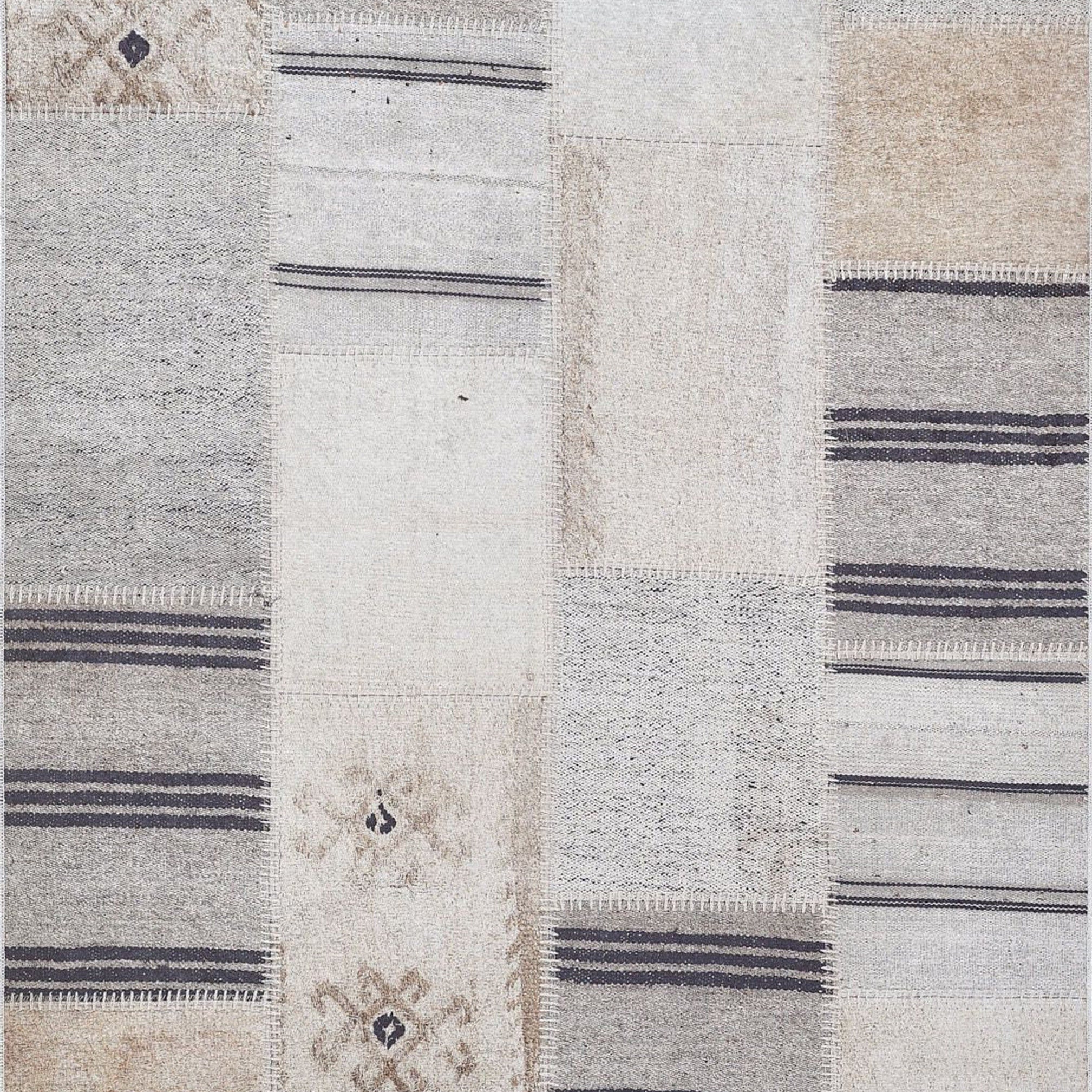 Ivan Turkish Ivory Beige and Black Rug