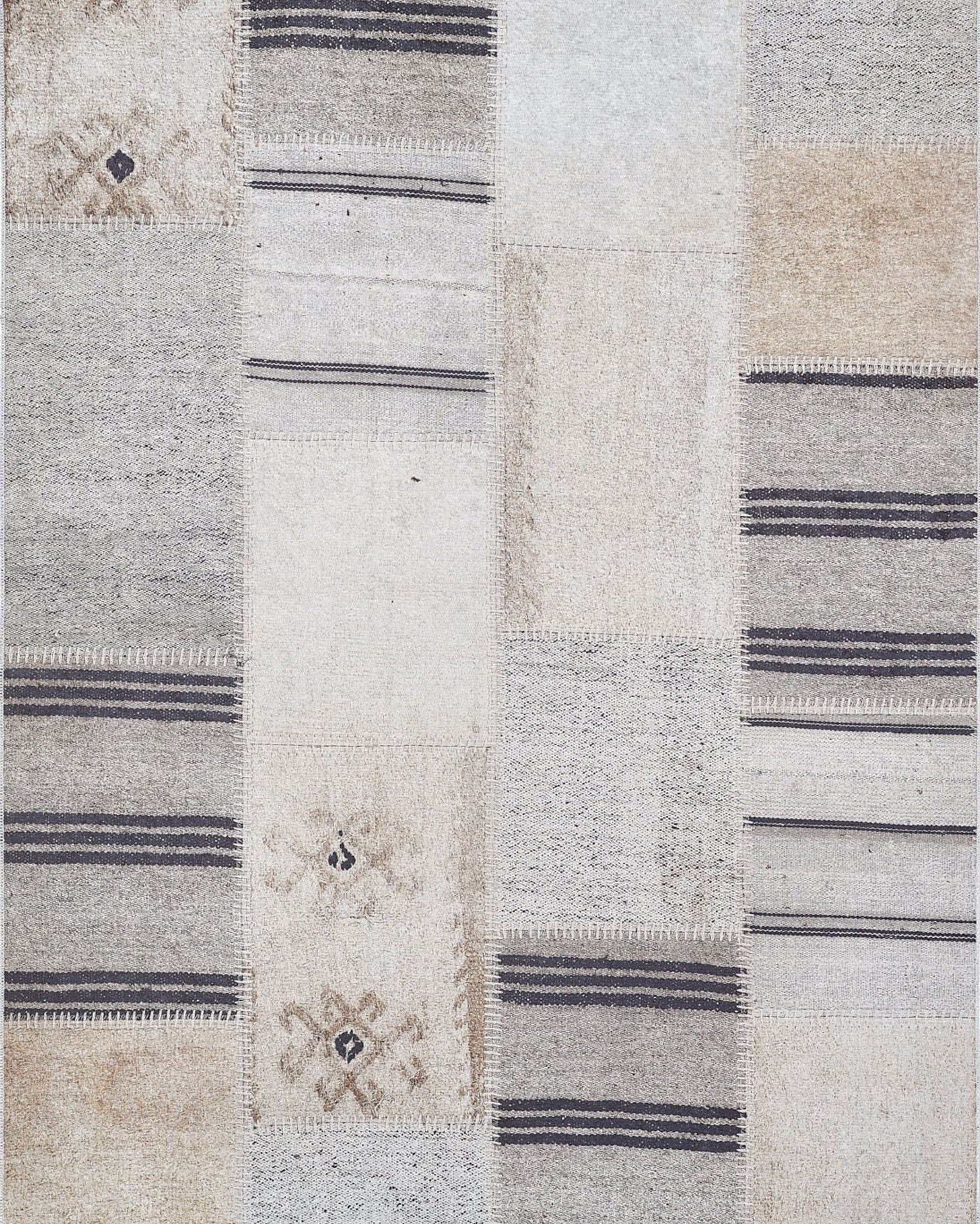 Ivan Turkish Ivory Beige and Black Rug