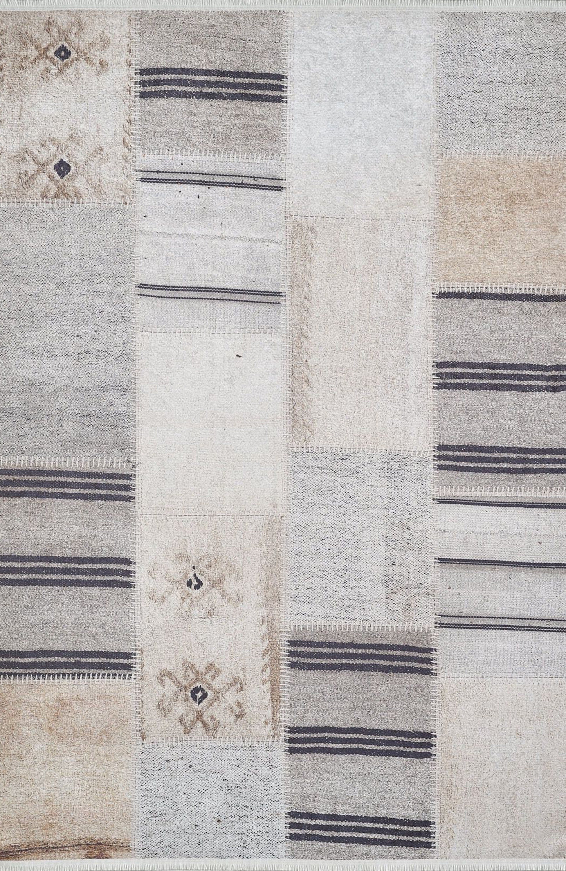 Ivan Turkish Ivory Beige and Black Rug