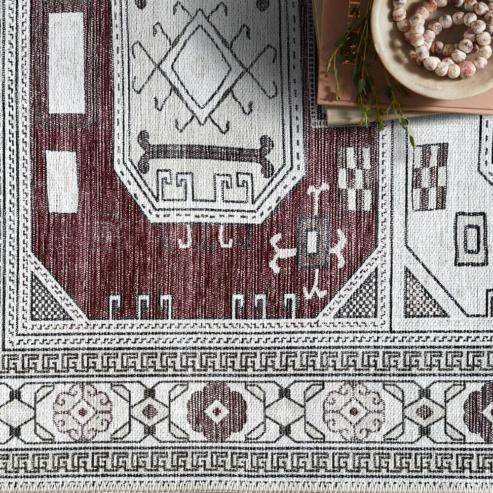 Jianna Modern Turkish Cream Burgundy Rug