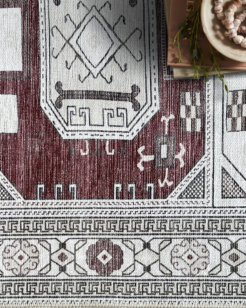 Jianna Modern Turkish Cream Burgundy Rug