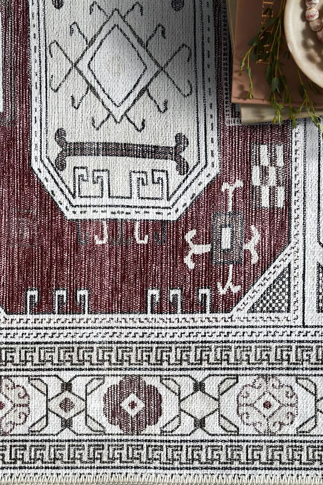 Jianna Modern Turkish Cream Burgundy Rug