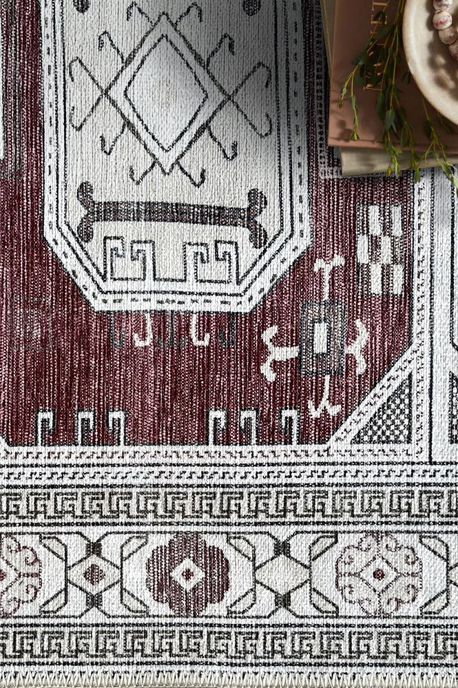 Jianna Modern Turkish Cream Burgundy Rug
