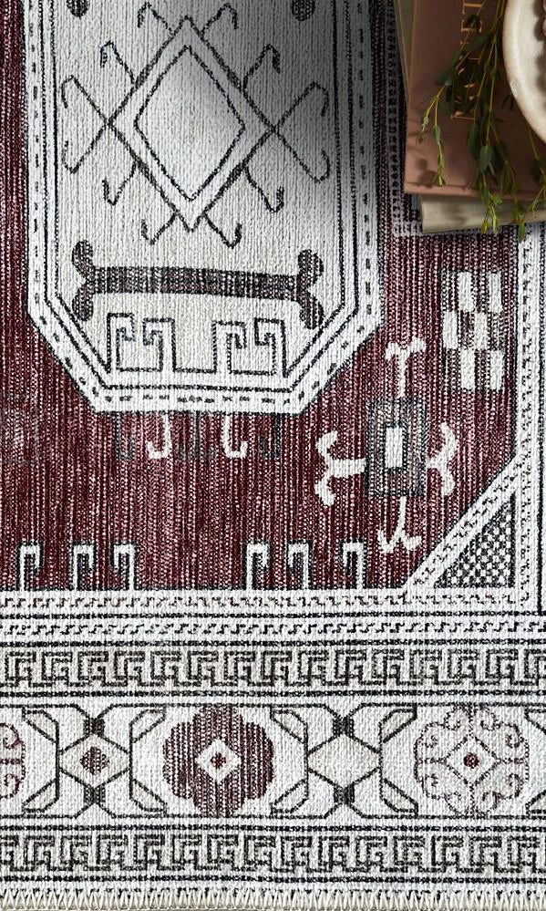 Jianna Modern Turkish Cream Burgundy Rug