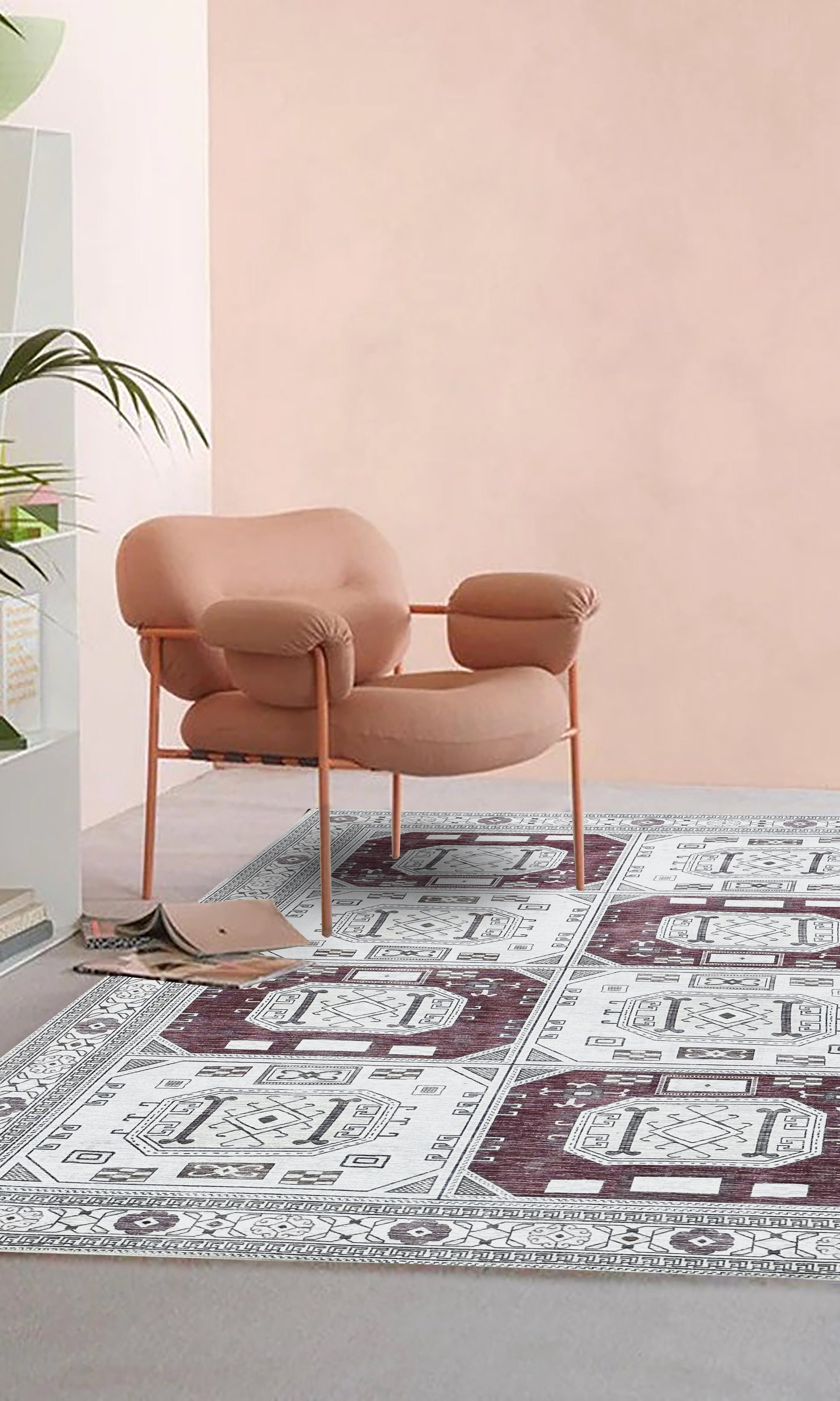 Jianna Modern Turkish Cream Burgundy Rug