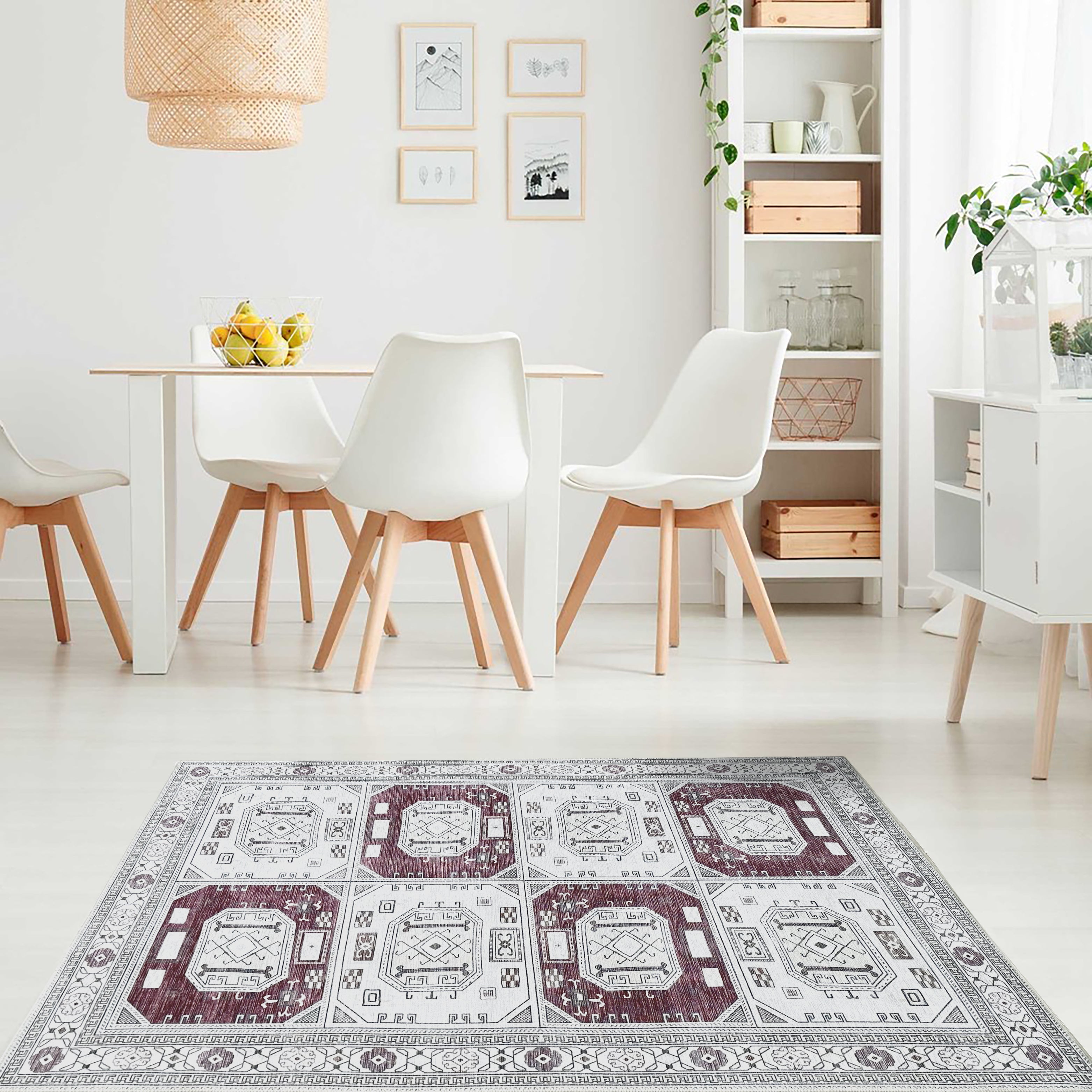 Jianna Modern Turkish Cream Burgundy Rug