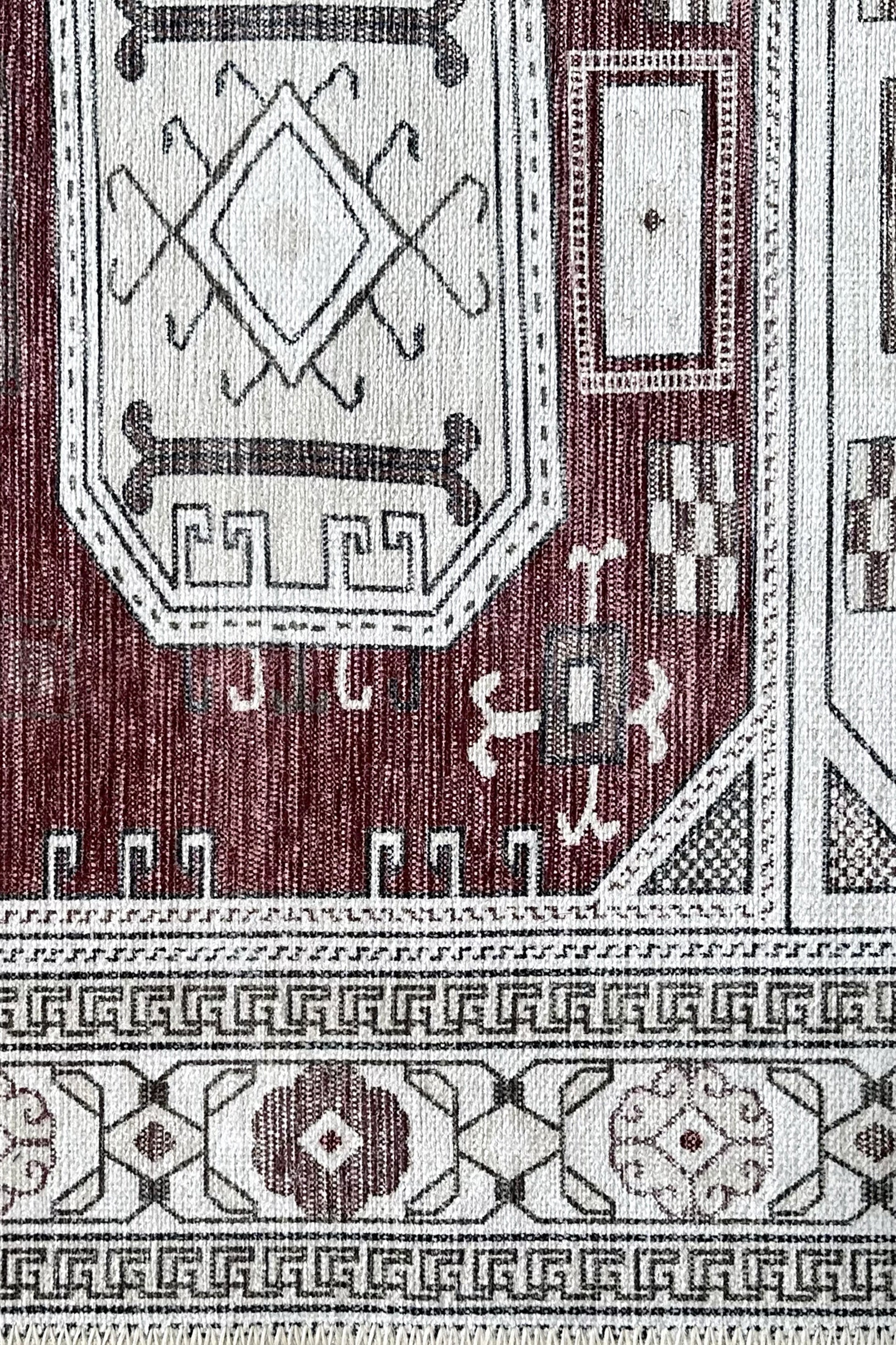 Jianna Modern Turkish Cream Burgundy Rug