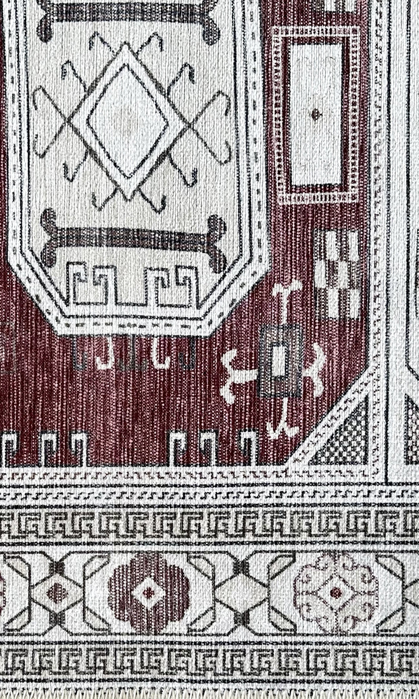 Jianna Modern Turkish Cream Burgundy Rug