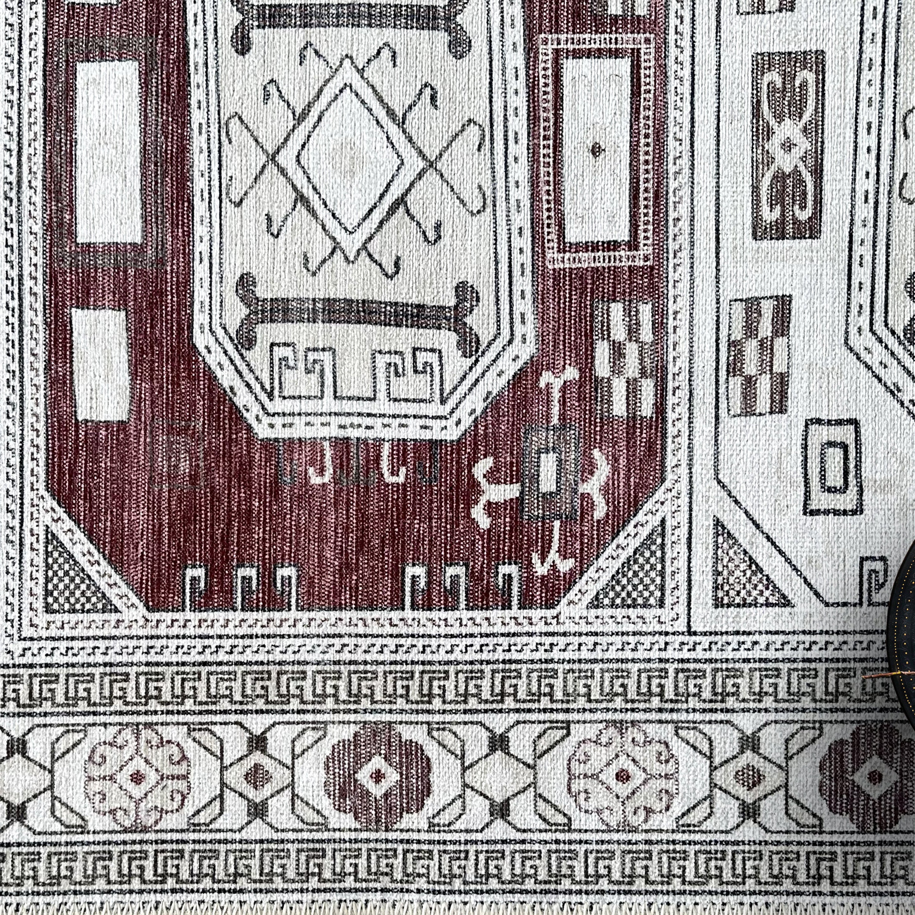 Jianna Modern Turkish Cream Burgundy Rug