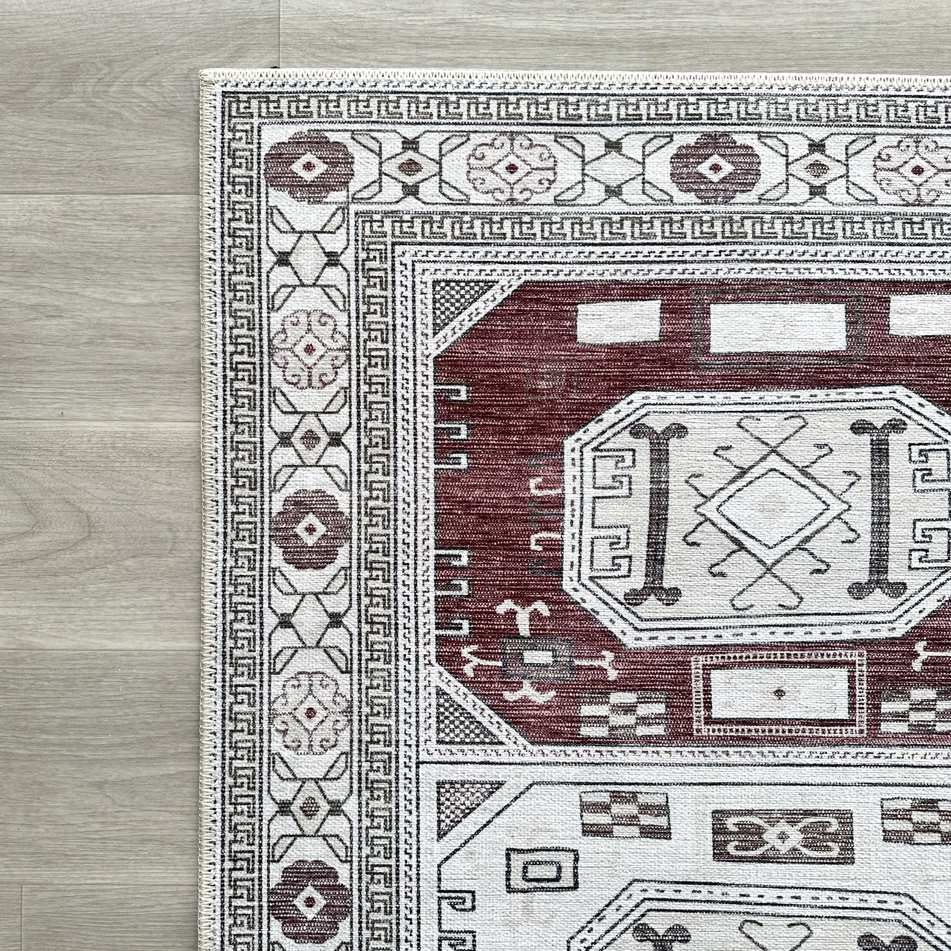 Jianna Modern Turkish Cream Burgundy Rug