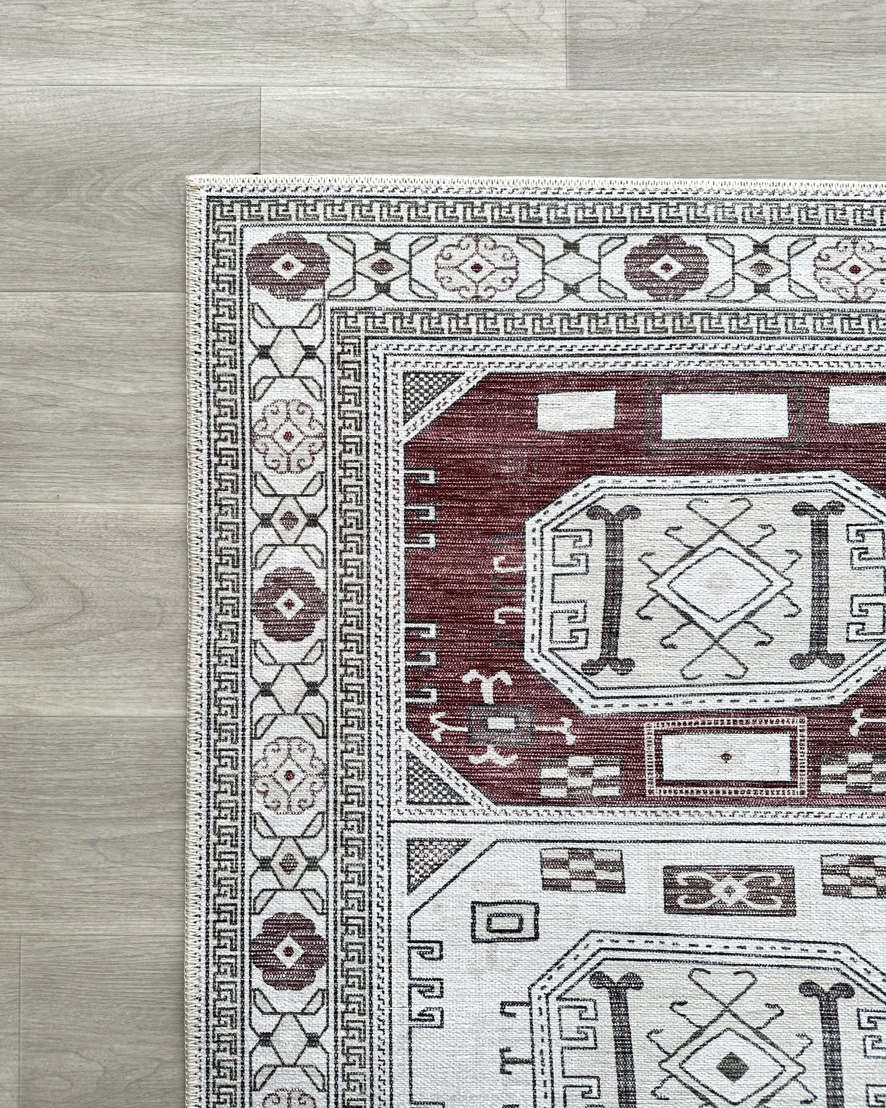 Jianna Modern Turkish Cream Burgundy Rug