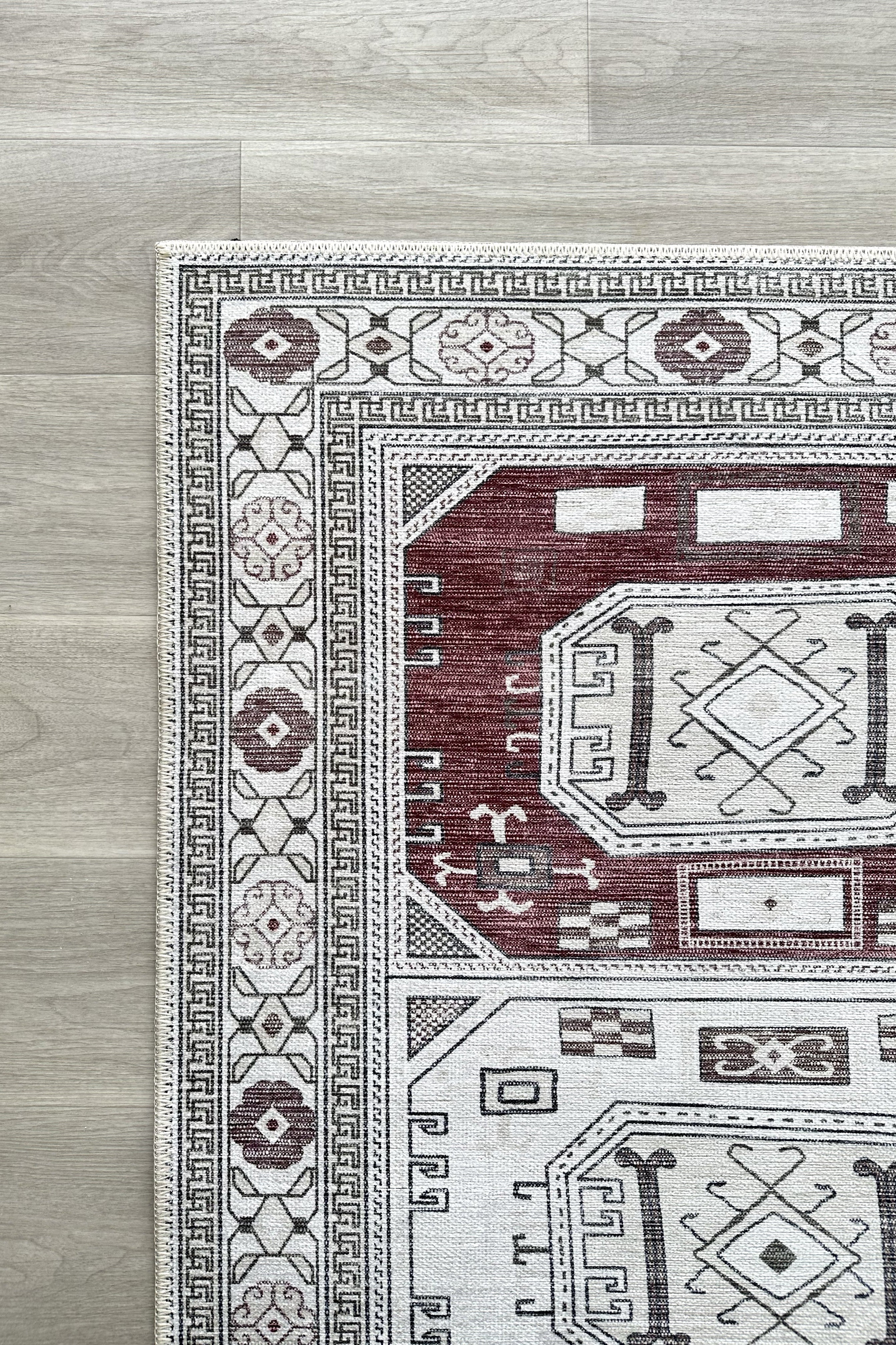 Jianna Modern Turkish Cream Burgundy Rug