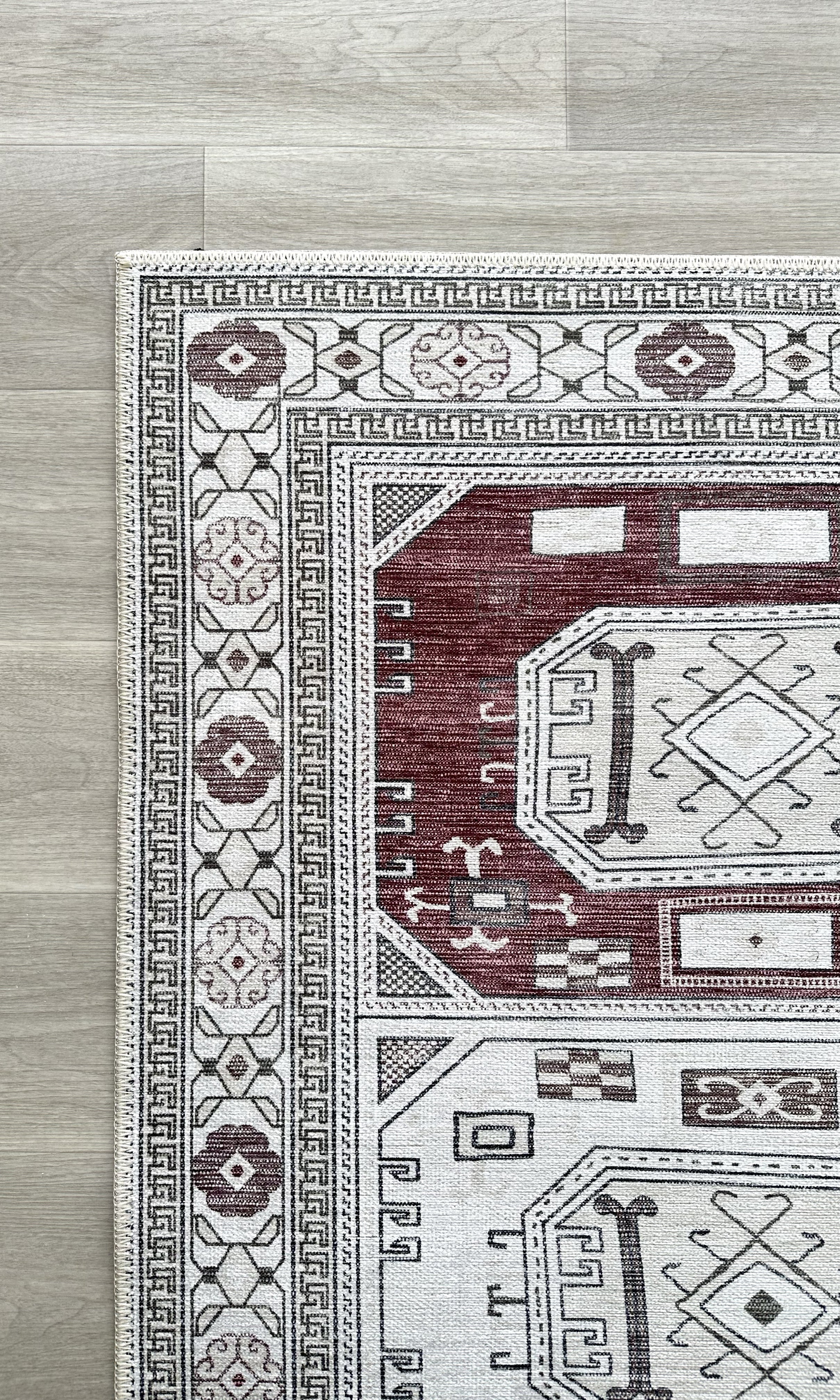 Jianna Modern Turkish Cream Burgundy Rug