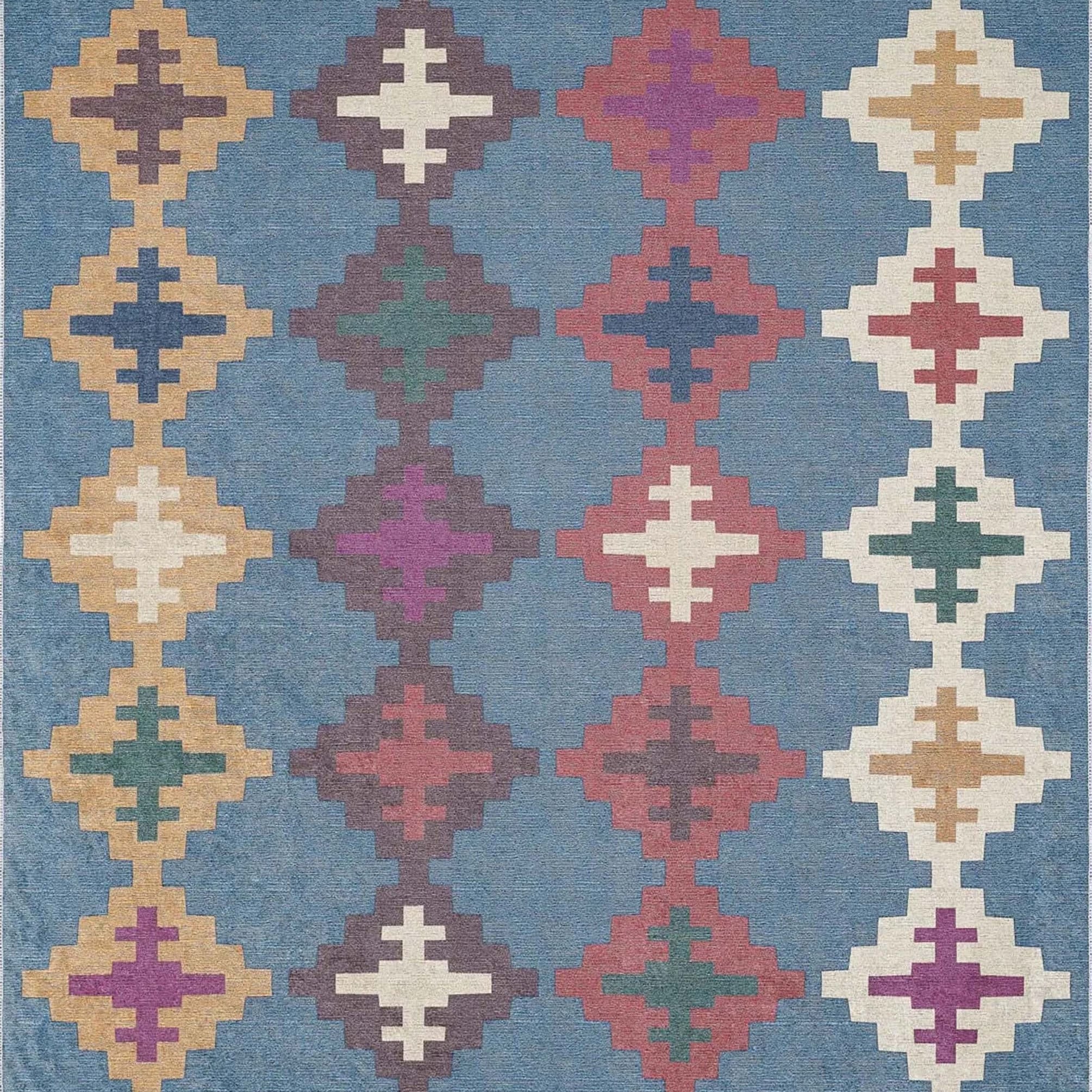 Jinwa Turkish Kilim Beige Blue Rug