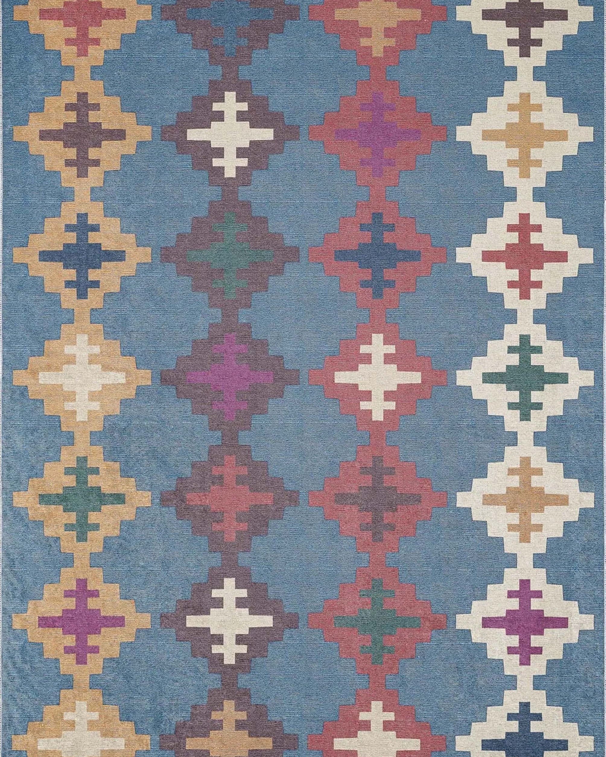 Jinwa Turkish Kilim Beige Blue Rug