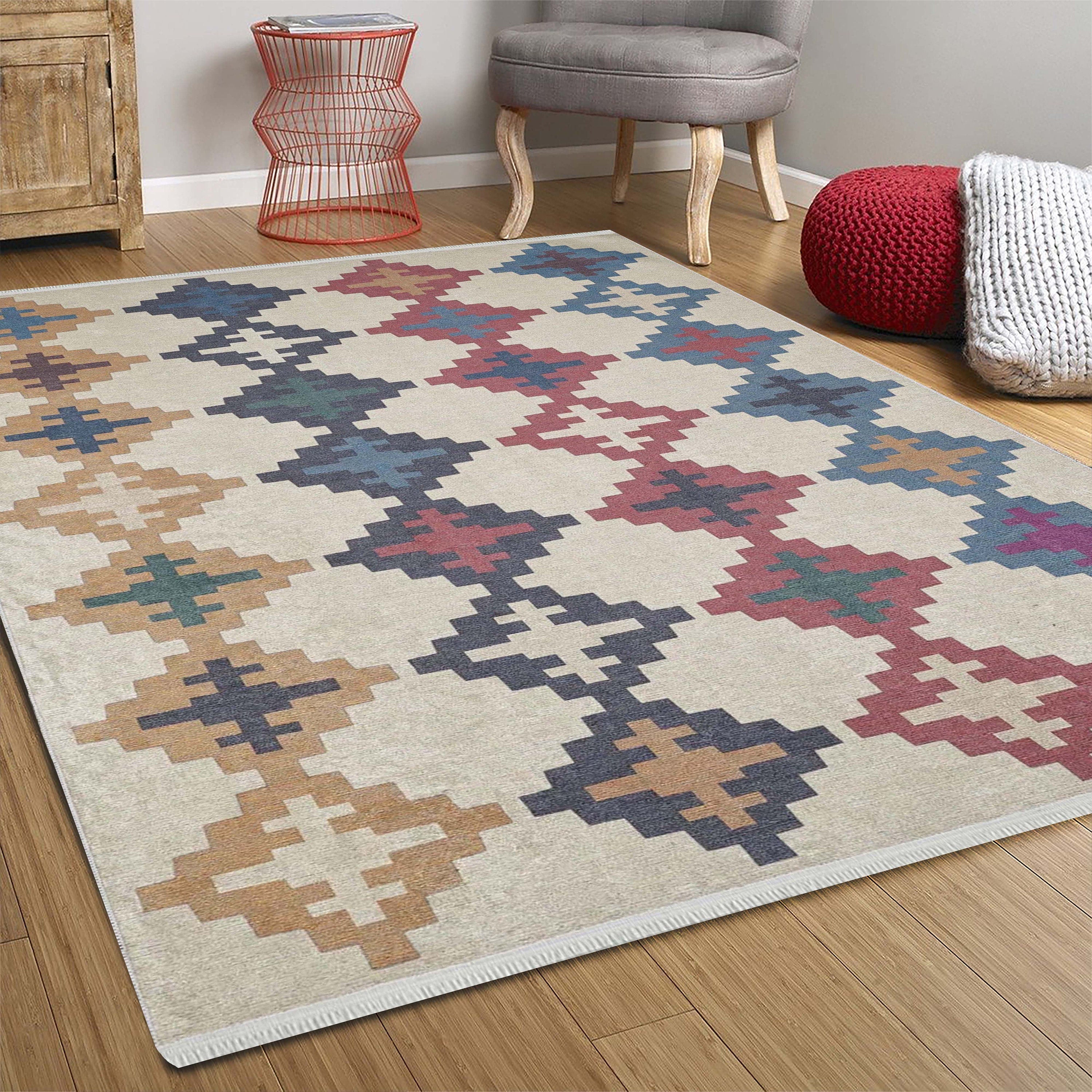 Jinwa Turkish Kilim Beige Blue Rug