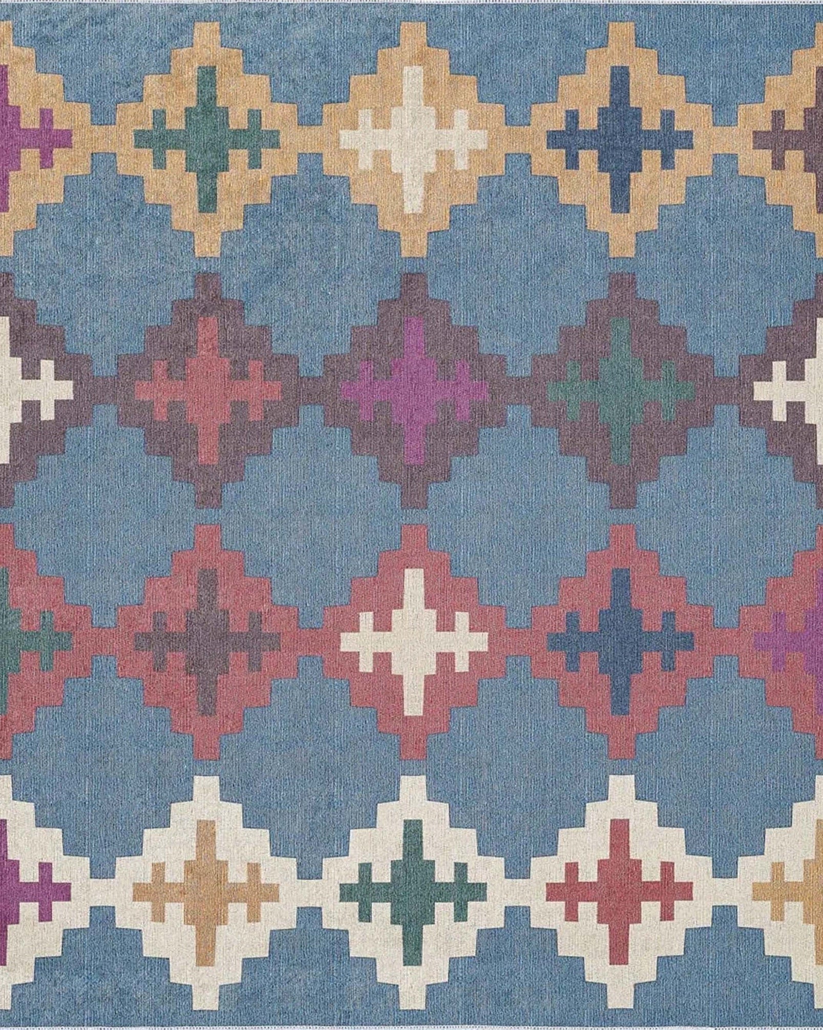 Jinwa Turkish Kilim Beige Blue Rug