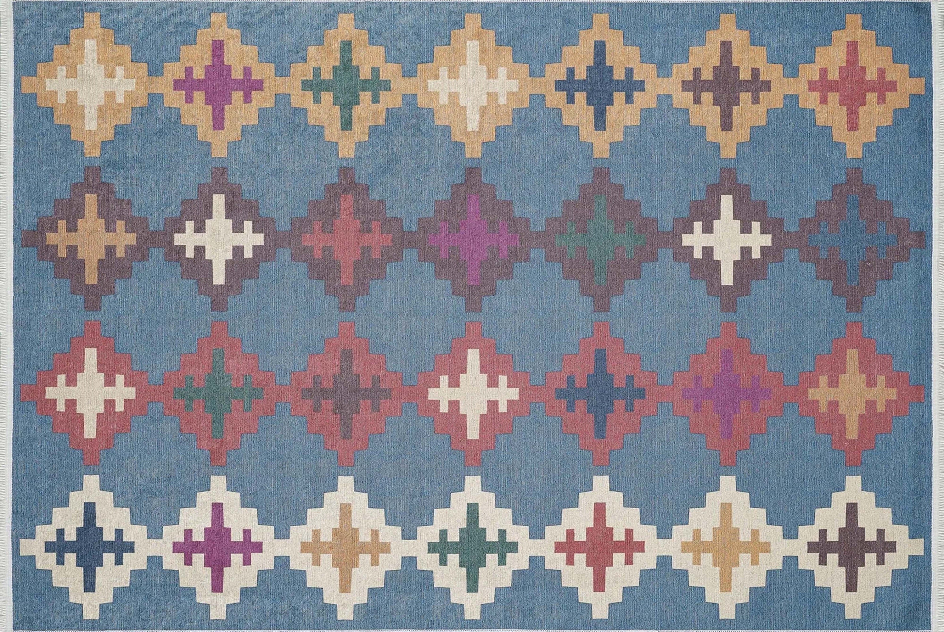 Jinwa Turkish Kilim Beige Blue Rug
