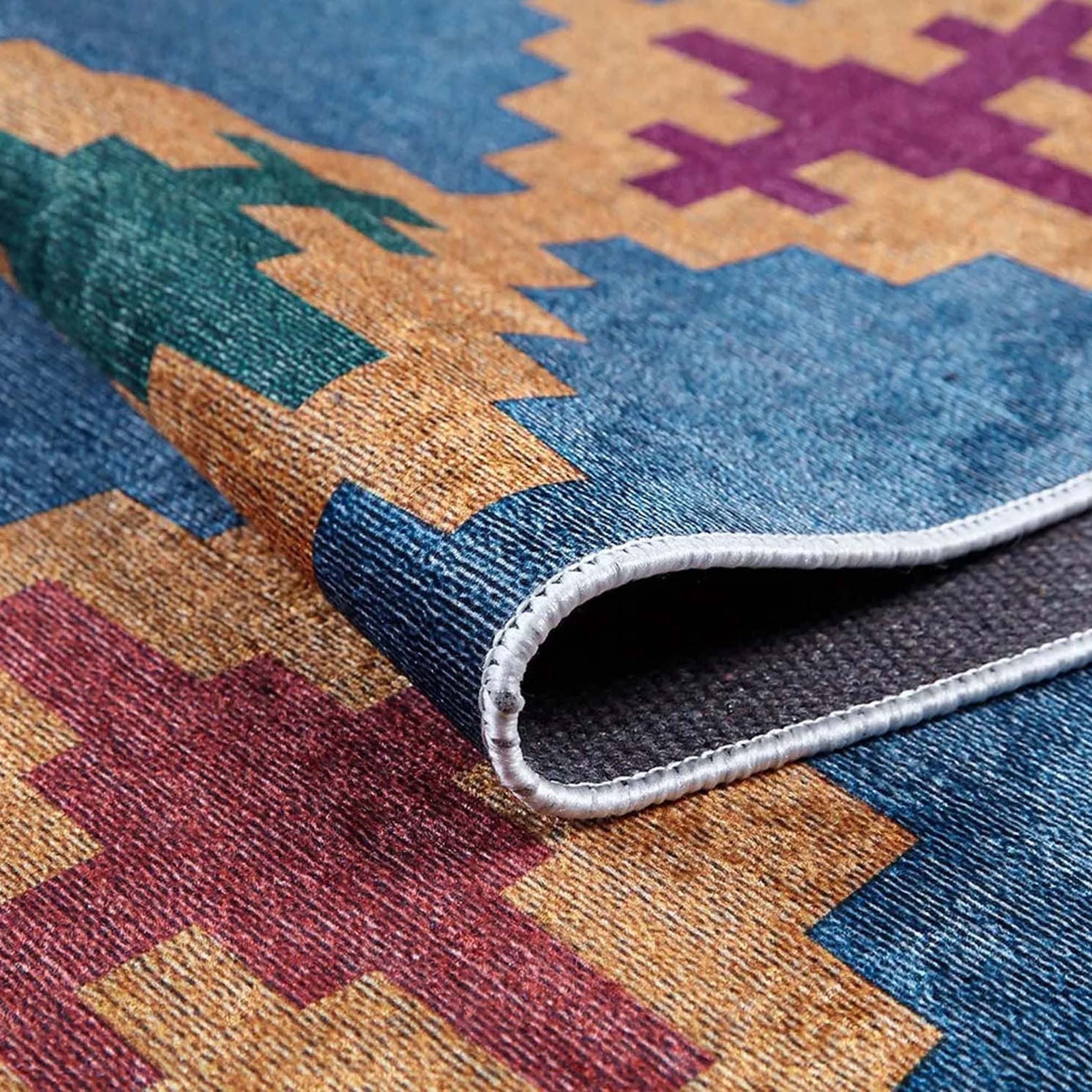Jinwa Turkish Kilim Beige Blue Rug