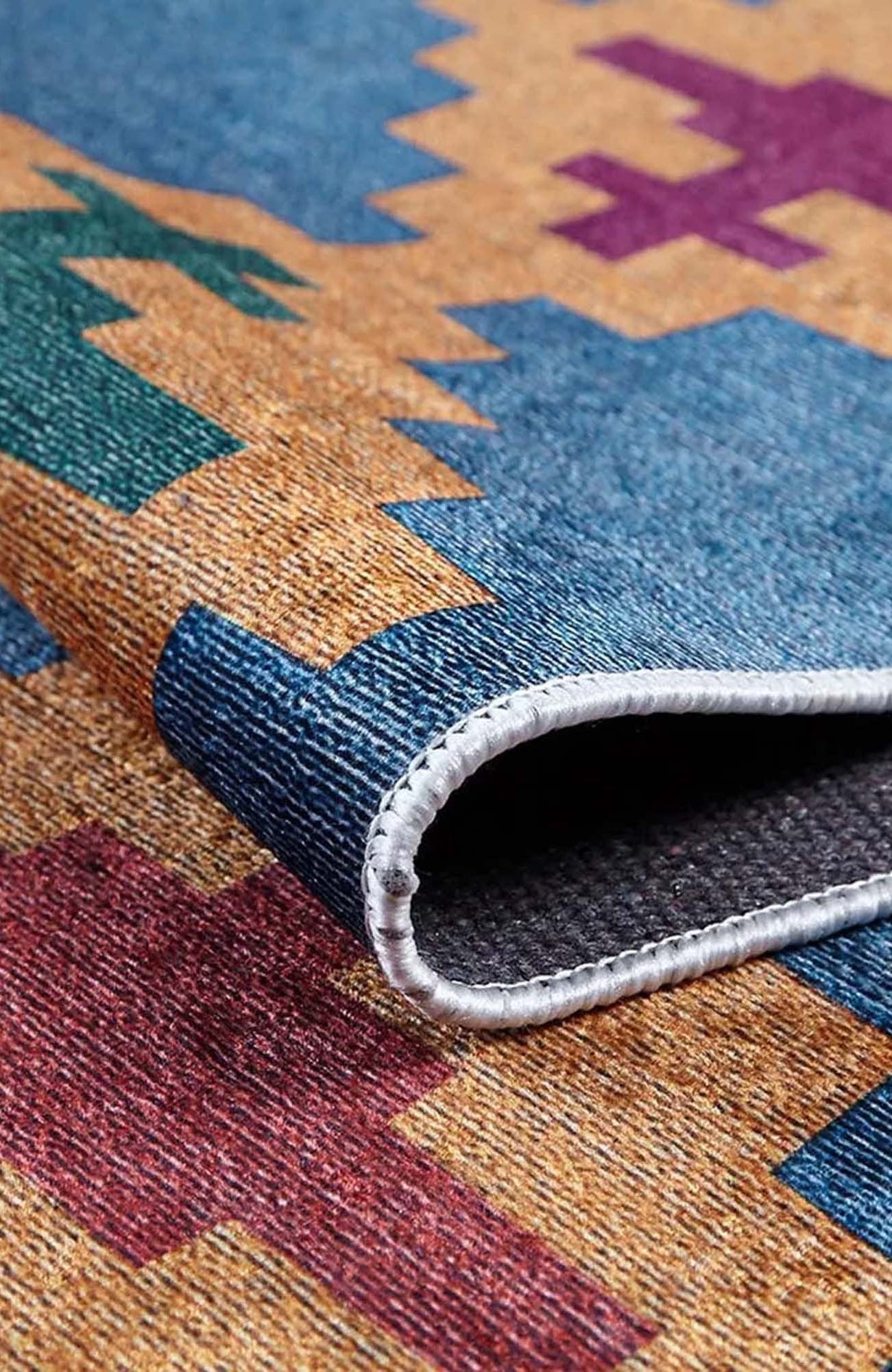 Jinwa Turkish Kilim Beige Blue Rug
