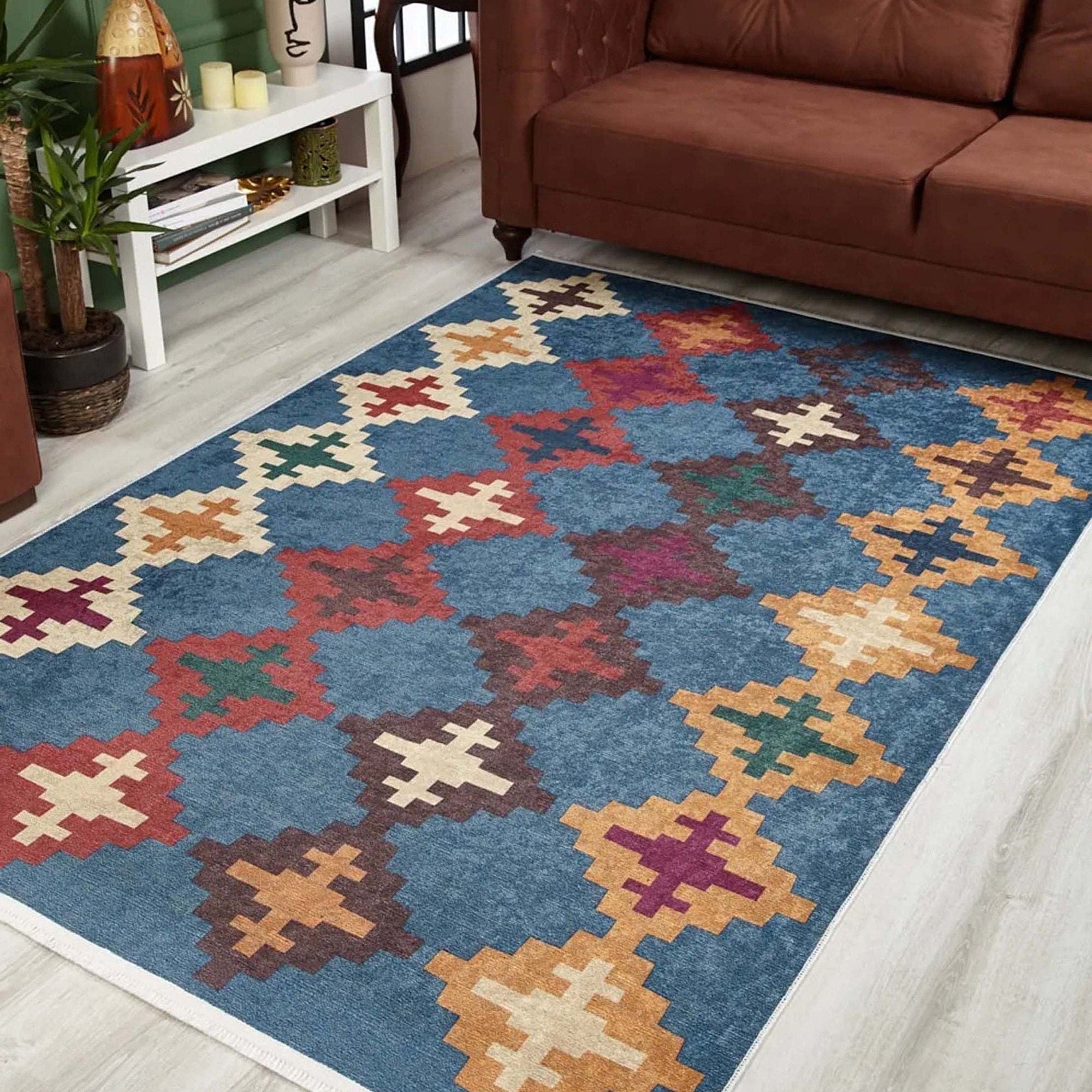 Jinwa Turkish Kilim Beige Blue Rug