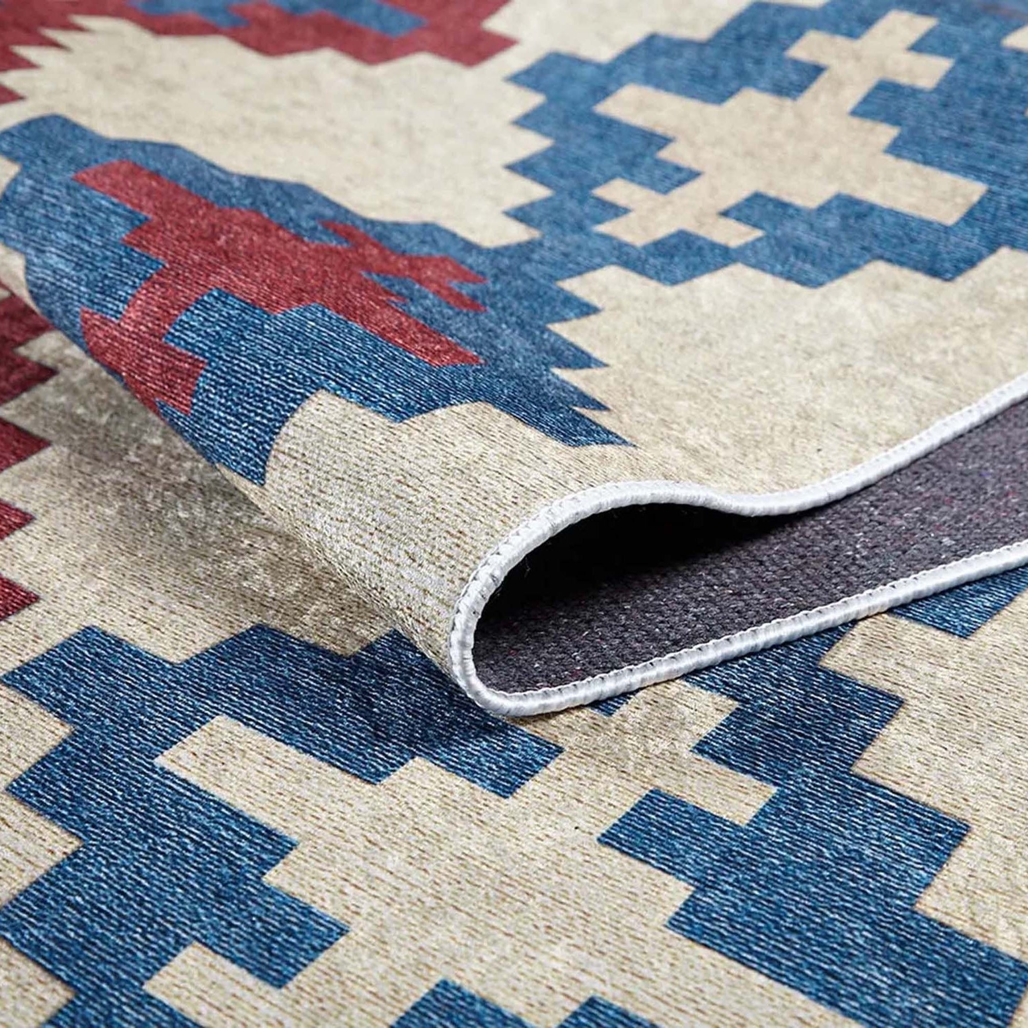 Jinwa Turkish Kilim Beige Blue Rug