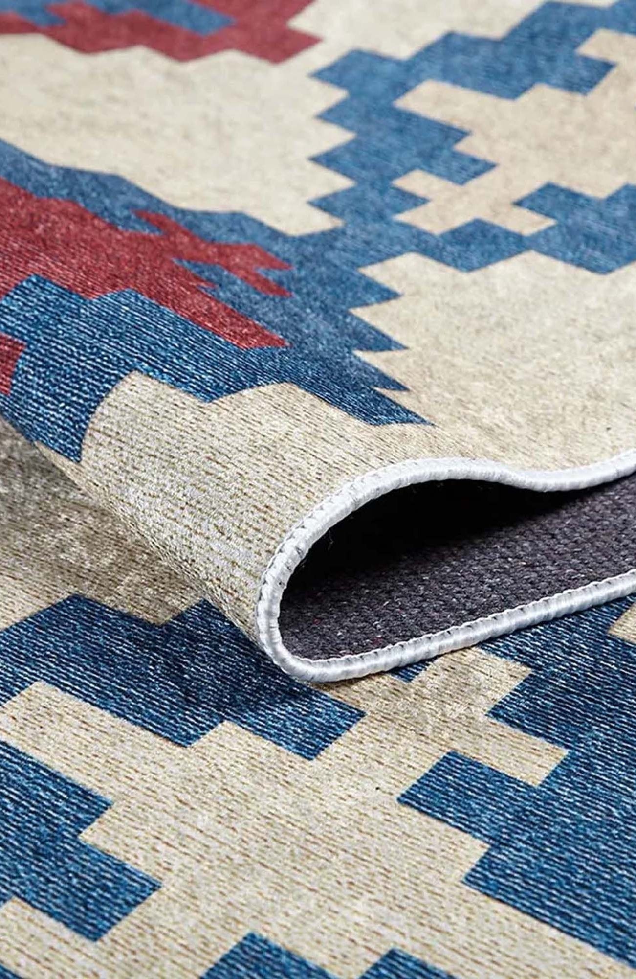 Jinwa Turkish Kilim Beige Blue Rug