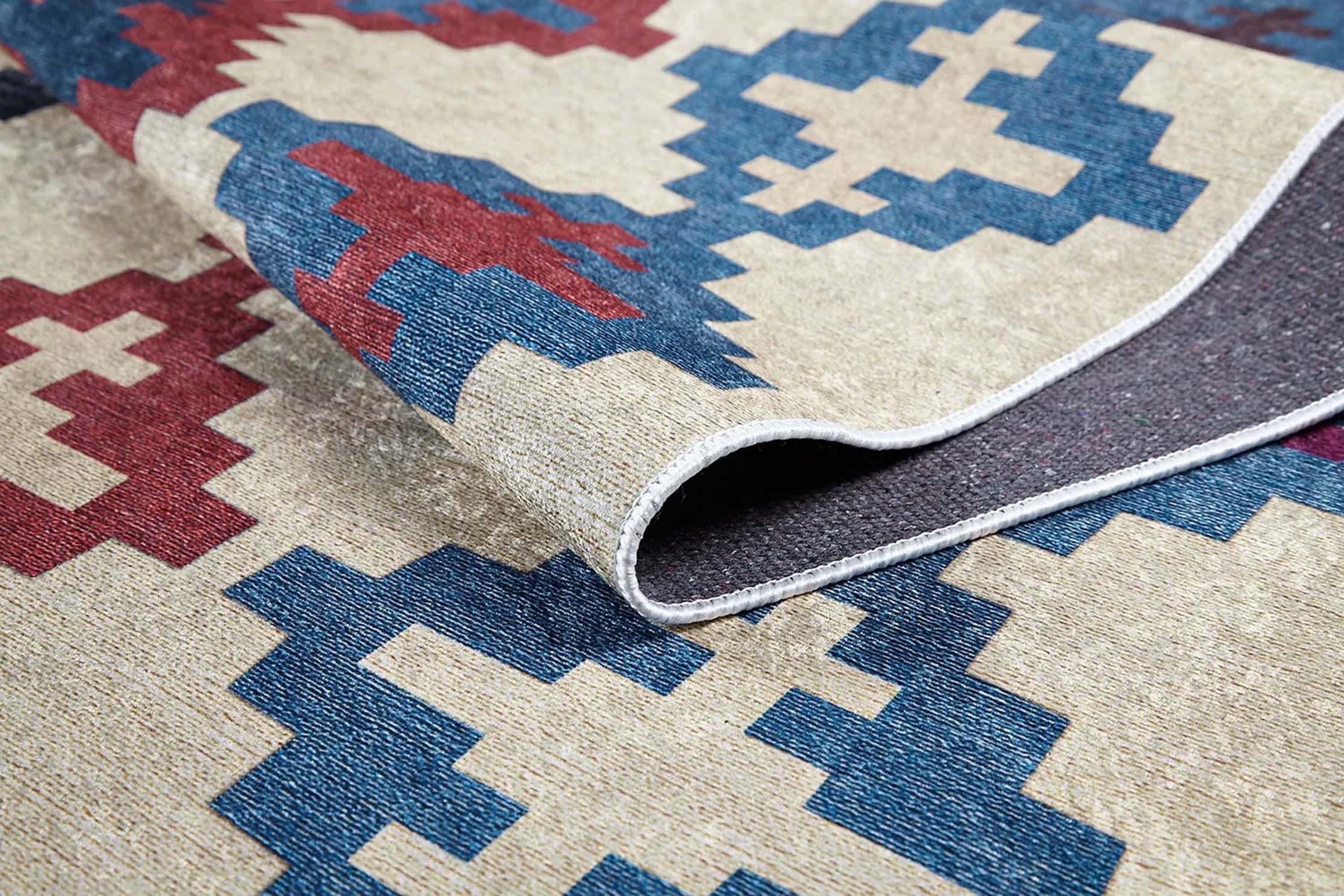 Jinwa Turkish Kilim Beige Blue Rug