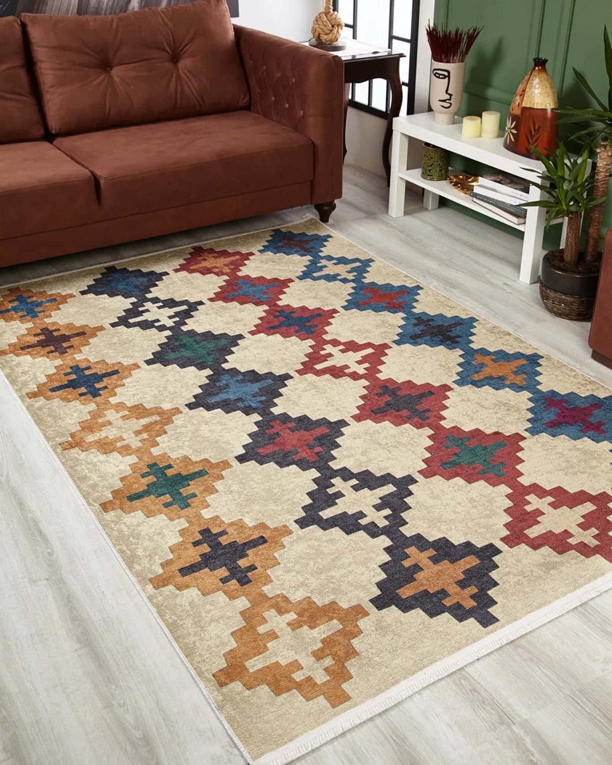 Jinwa Turkish Kilim Beige Blue Rug