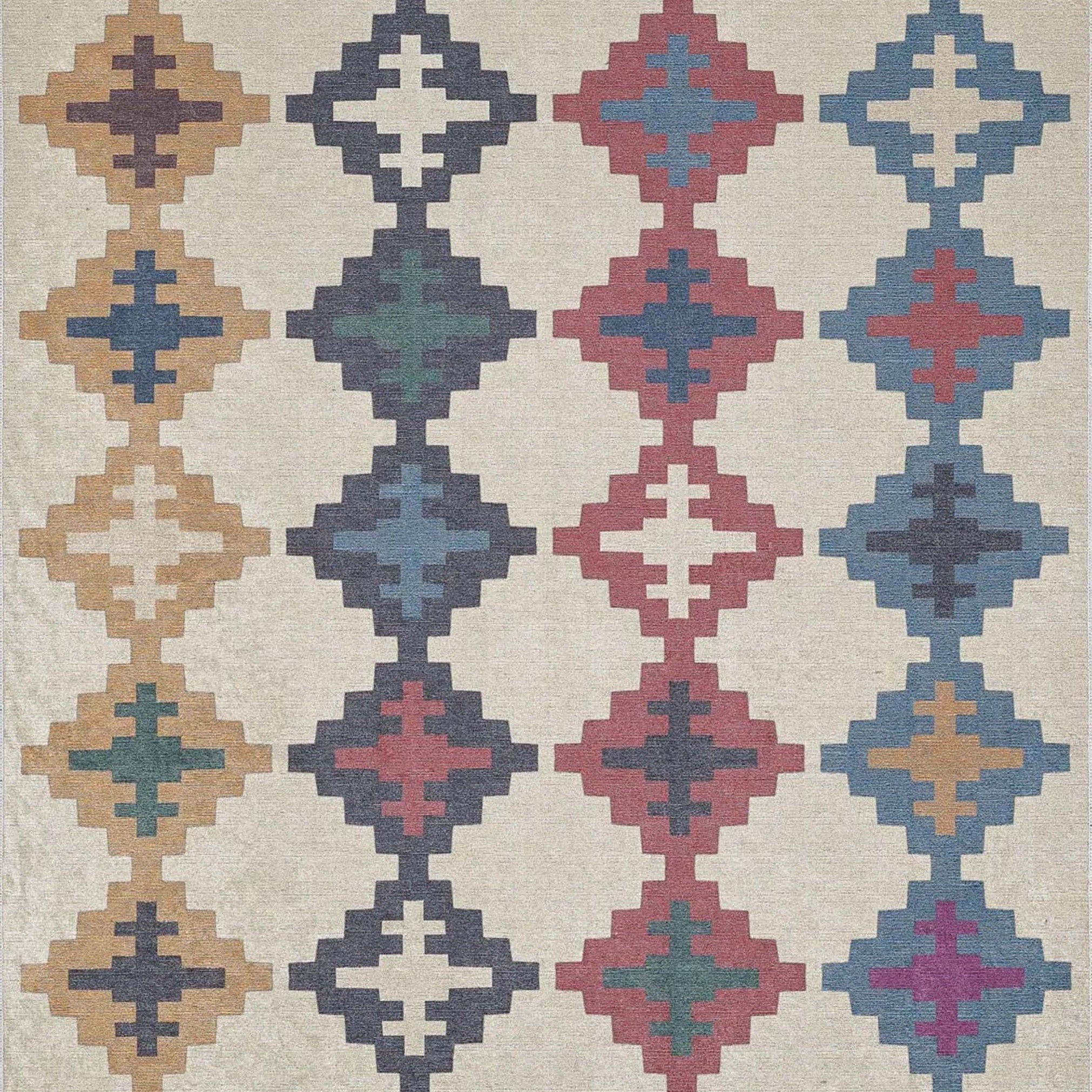 Jinwa Turkish Kilim Beige Blue Rug