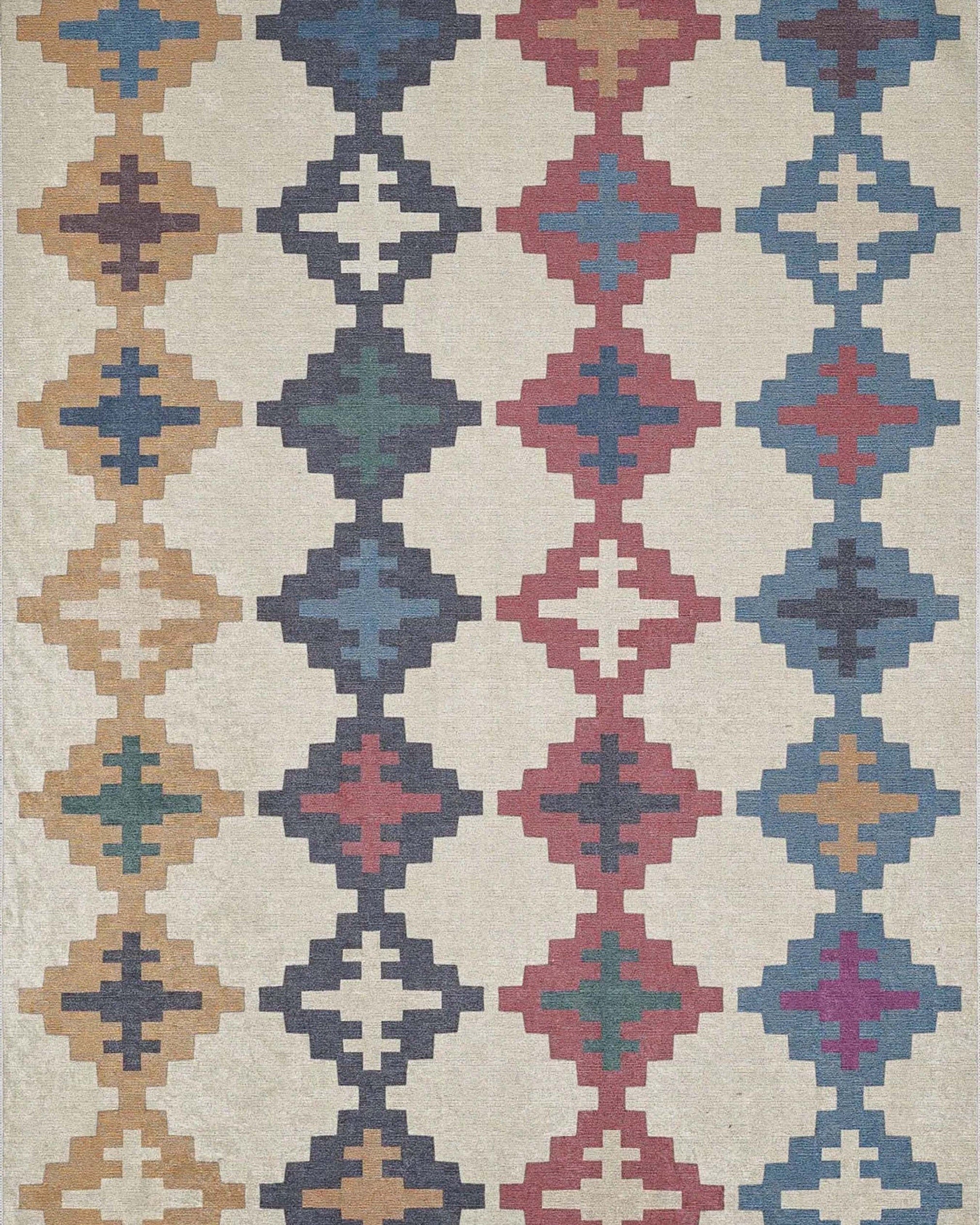 Jinwa Turkish Kilim Beige Blue Rug