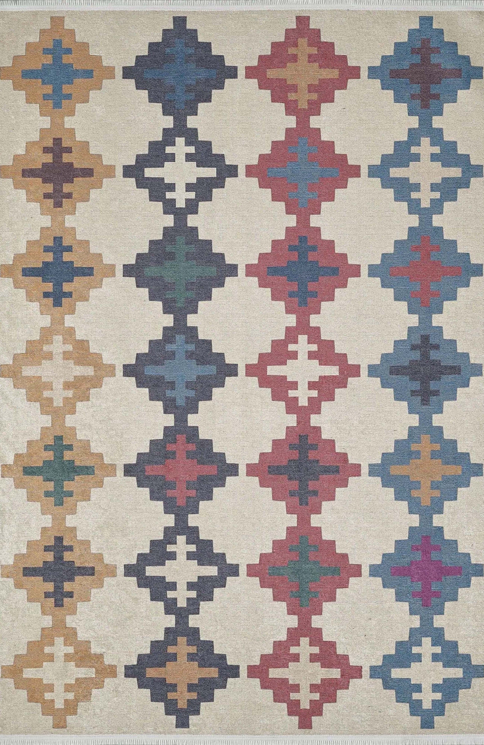 Jinwa Turkish Kilim Beige Blue Rug