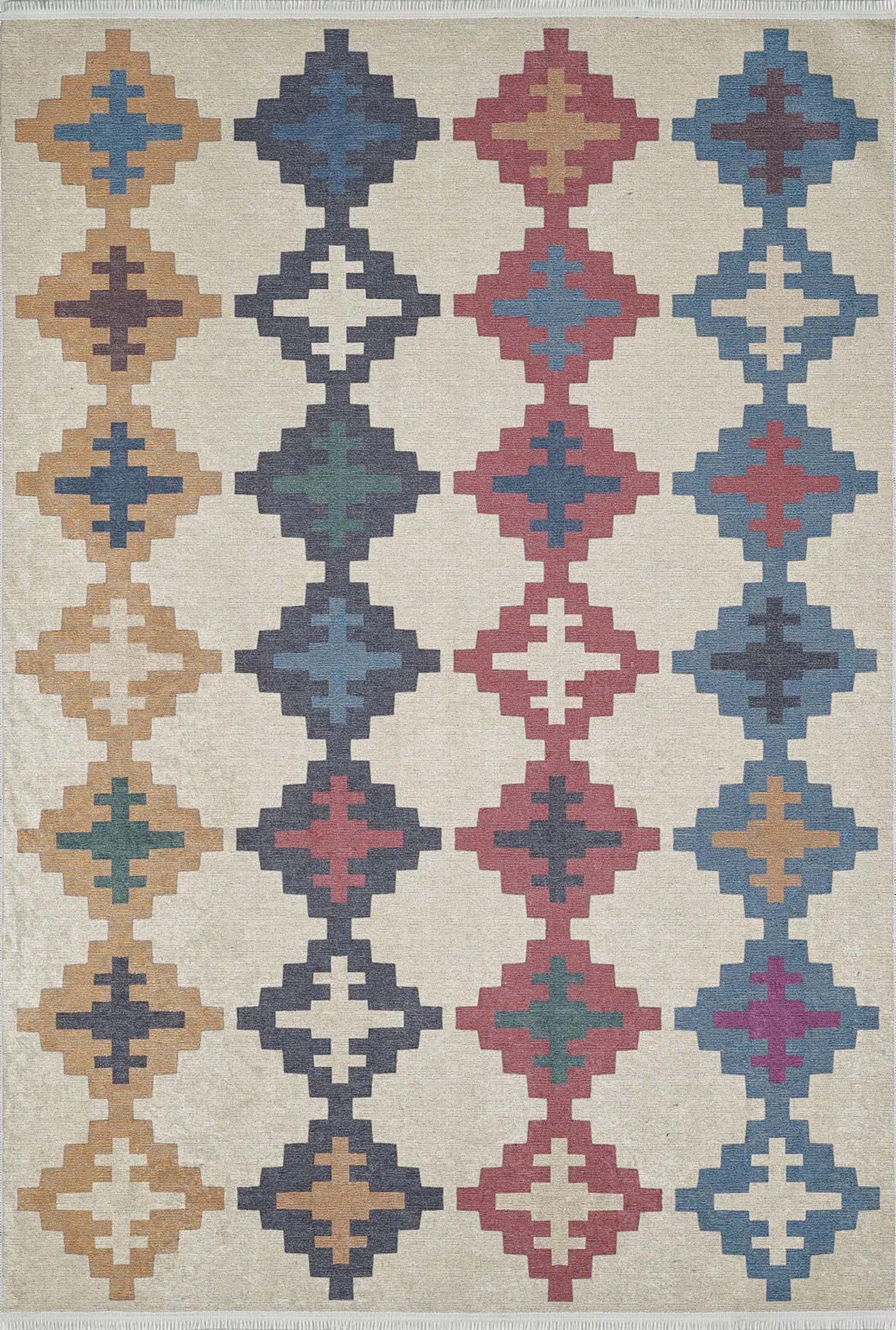 Jinwa Turkish Kilim Beige Blue Rug