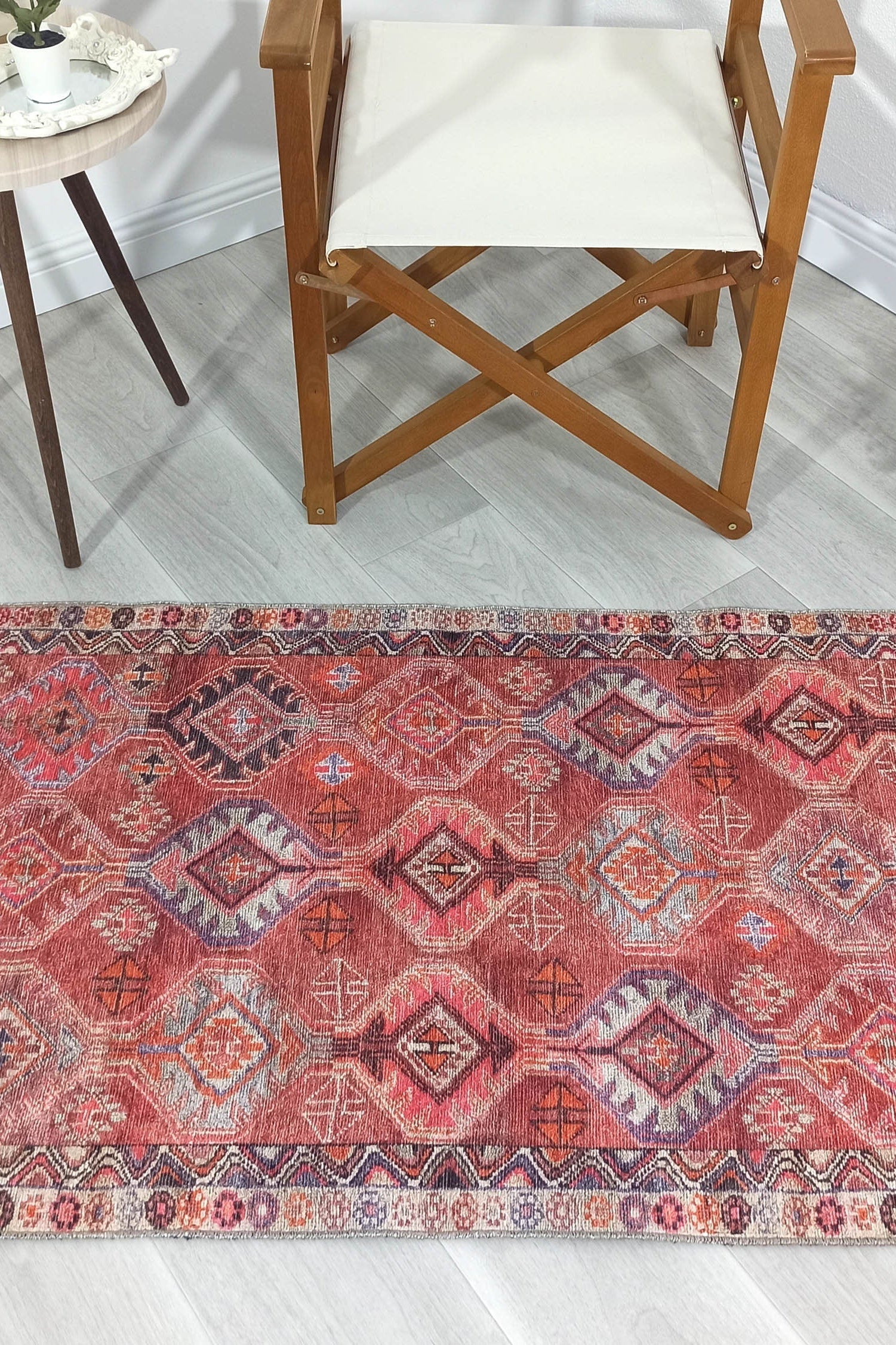 Kaki Rug Turkish Vintage Terracotta Red Orange Pink Rug