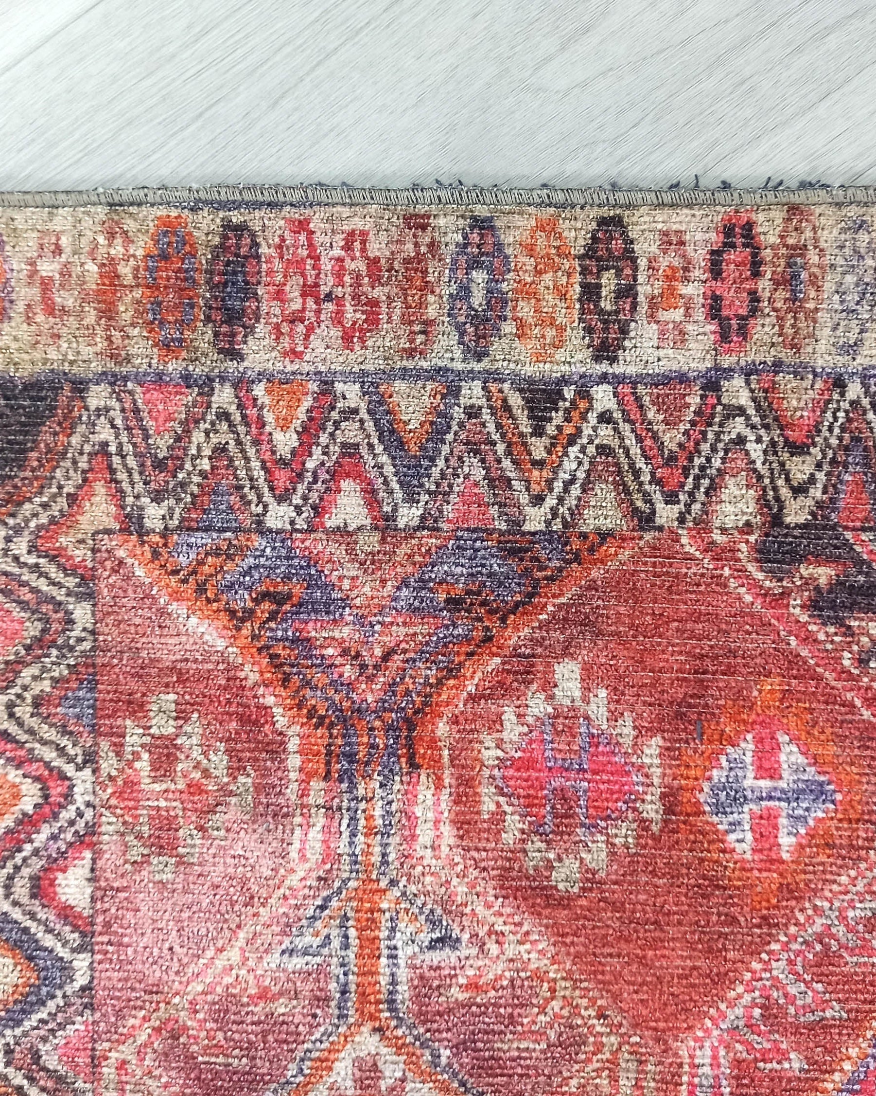 Kaki Rug Turkish Vintage Terracotta Red Orange Pink Rug