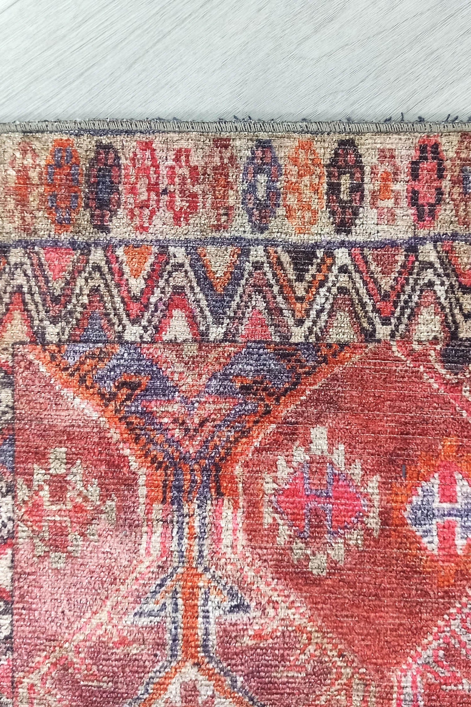Kaki Rug Turkish Vintage Terracotta Red Orange Pink Rug
